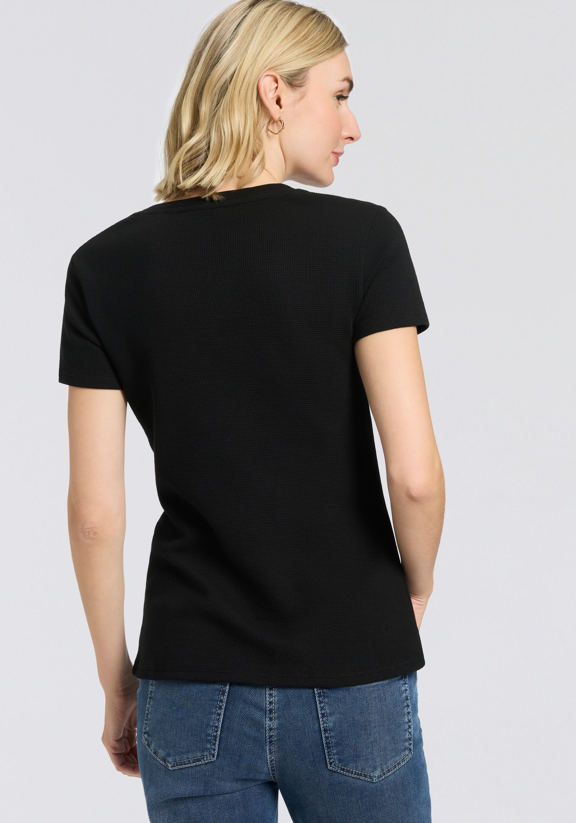 BOSS T-Shirt Rundhalsausschnitt, Waffelstruktur