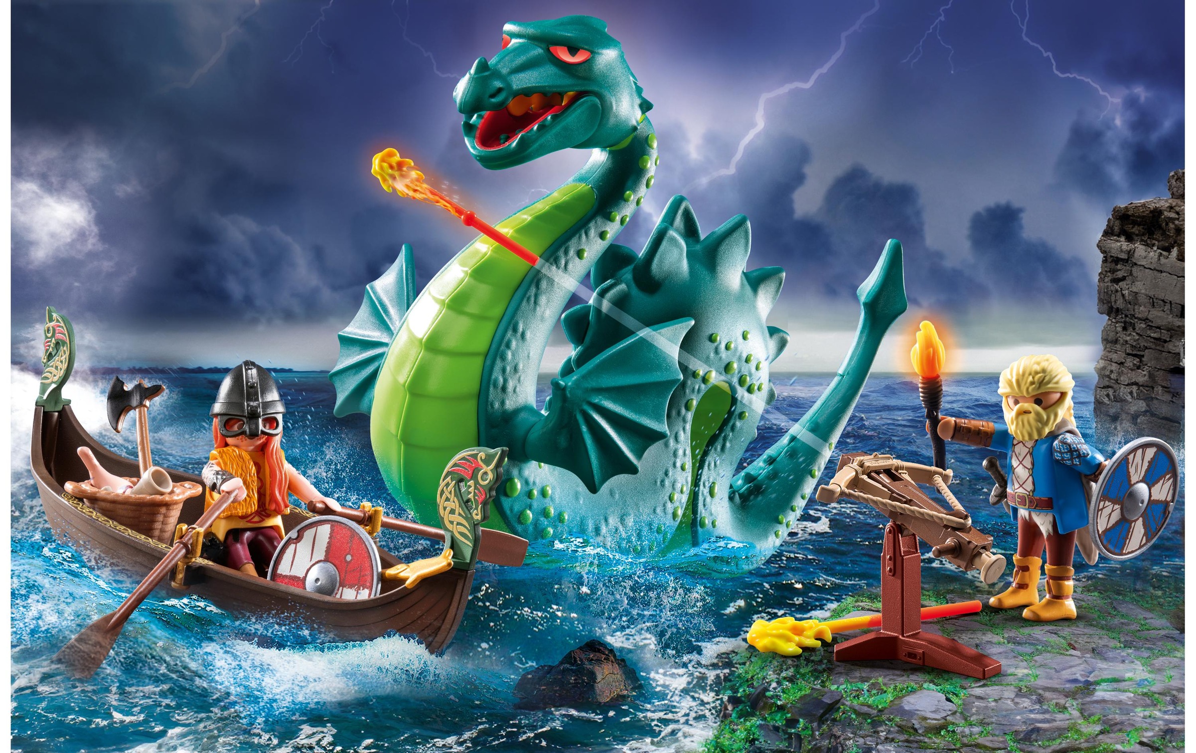 Playmobil® Spielbausteine »History Wikinger mit Seeungeheuer 71830«, (40 St.)