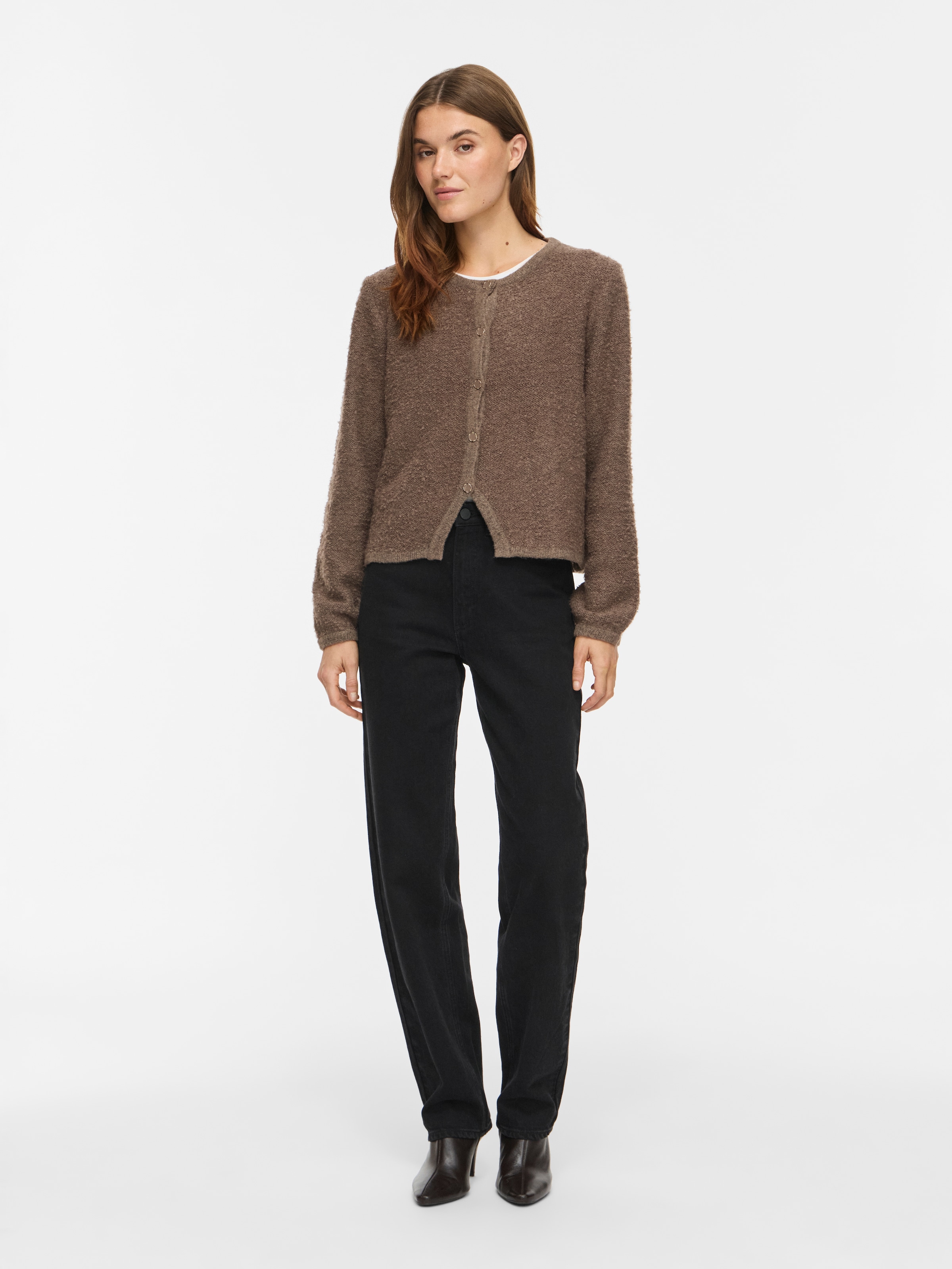 Vila Strickjacke »VIPIGGA O-NECK L/S KNIT JACKET NOOS« Materialmix