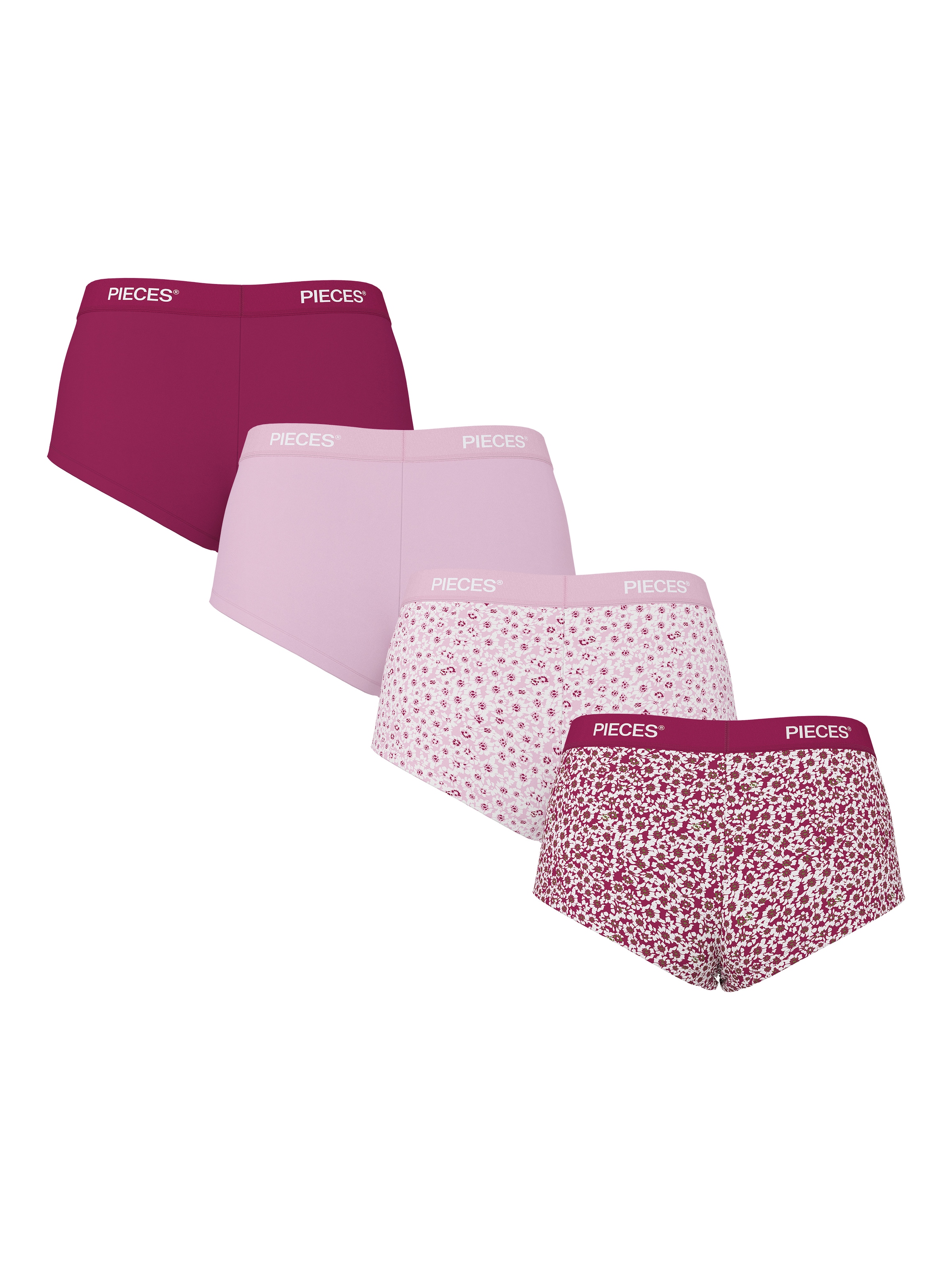 Image of pieces Hipster "PCLOGO LADY 4 PACK AOP/SOLID NOOS BC" Packung, 4 Stk. Baumwollmischung