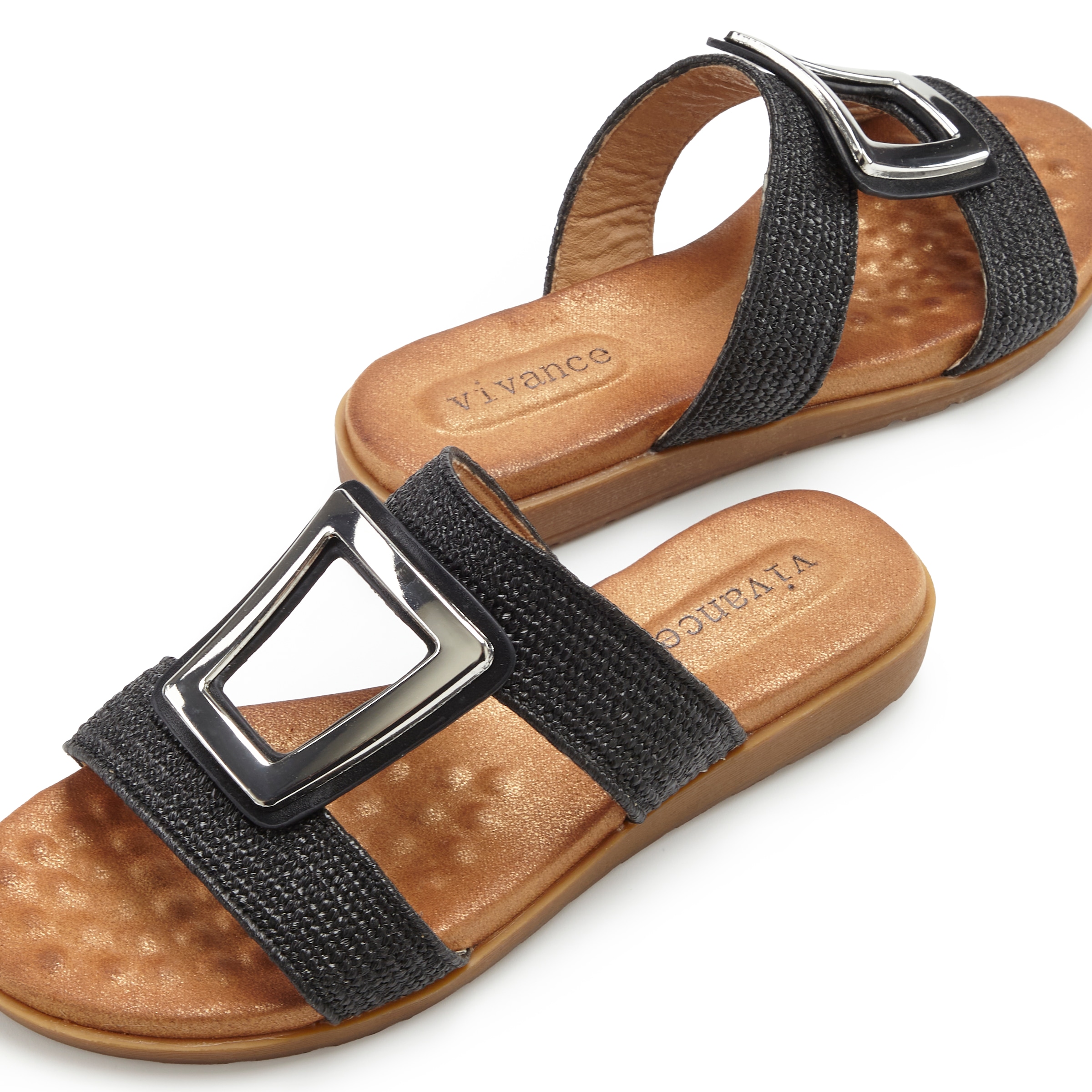 Vivance Pantolette »Sandale, Sommerschuh, offener Schuh, Mule,«  NEU mit modischem Schmuckelement und softer Innensohle VEGAN