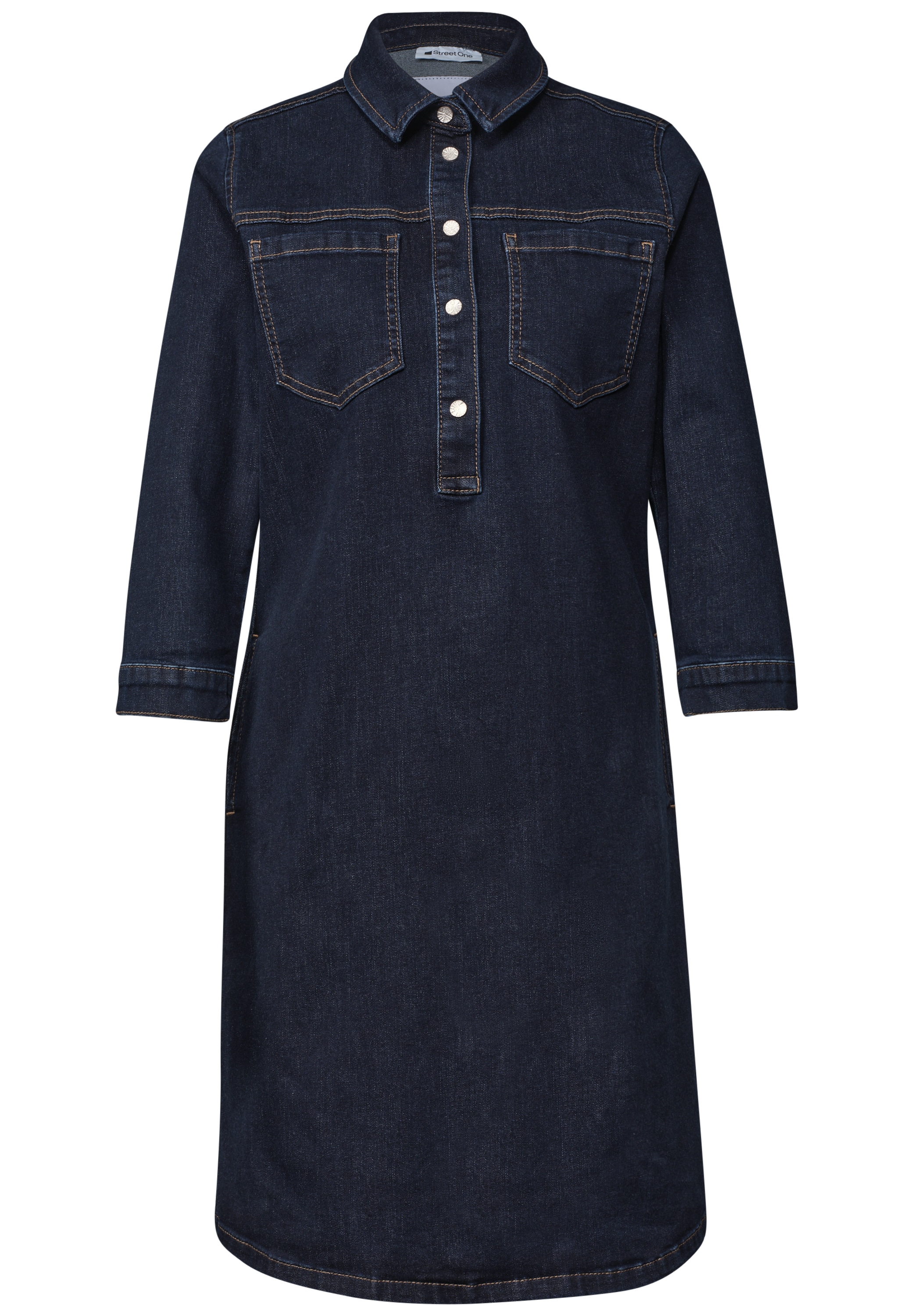 STREET ONE Robe en jean Poches poitrine Robe d'été en denim longue jusqu'aux genoux avec manches 3/4