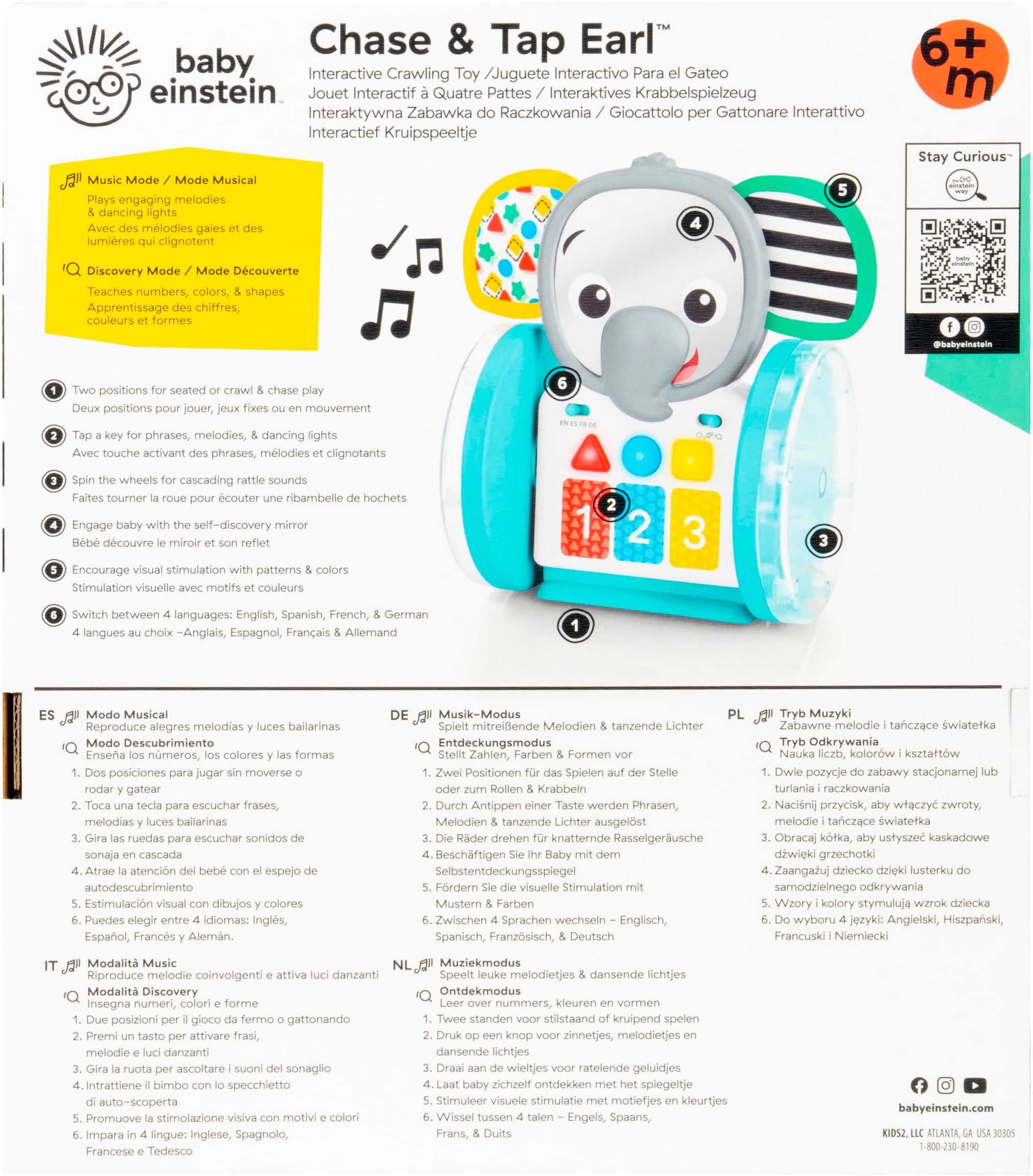 Baby Einstein Jouets éducatifs »Chase & Tap Earl  Interactive Crawling Toy«