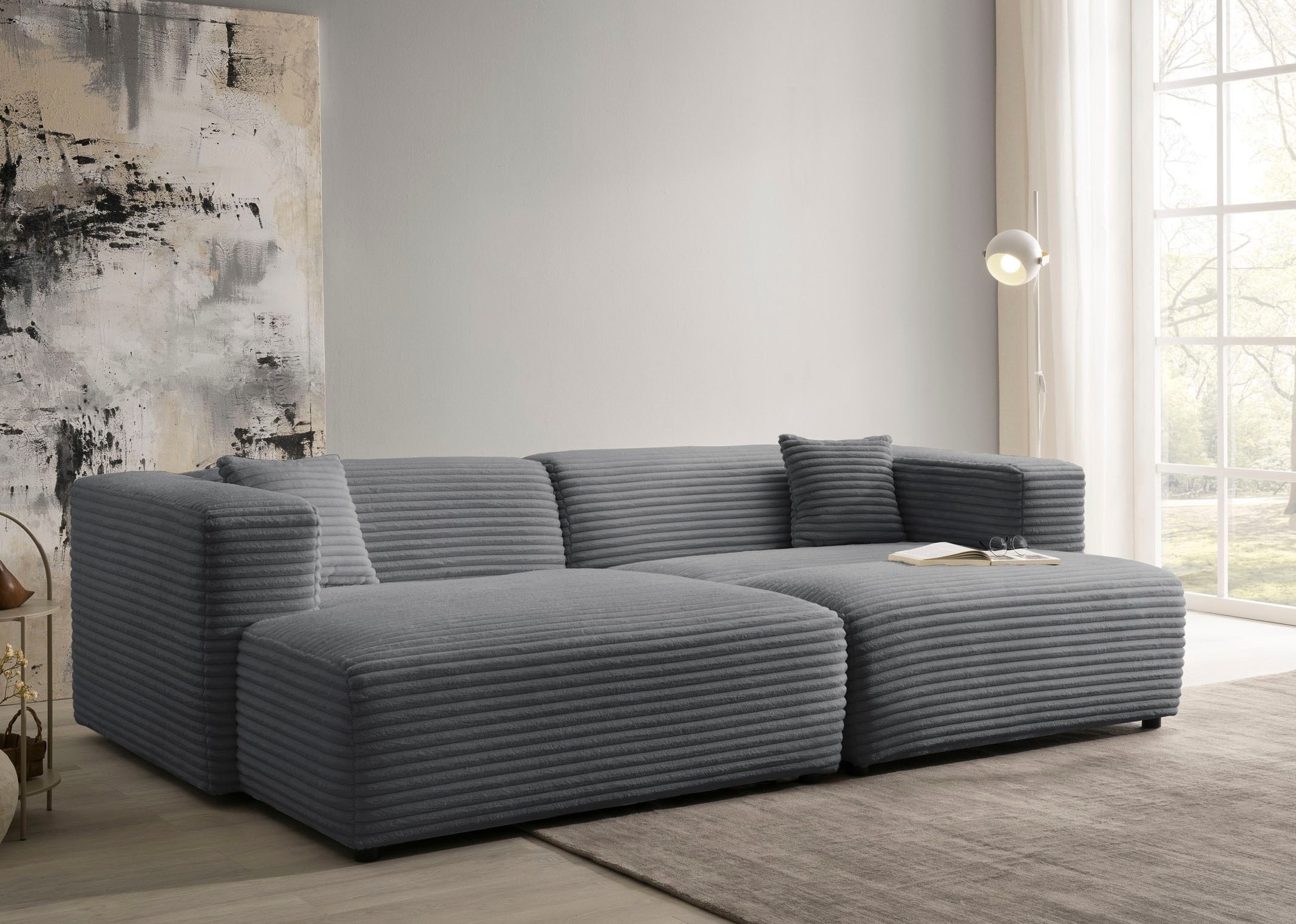 andas Polsterecke »BAKELS«, Ecksofa-Set (incl. Hocker) im trendigen Megacord