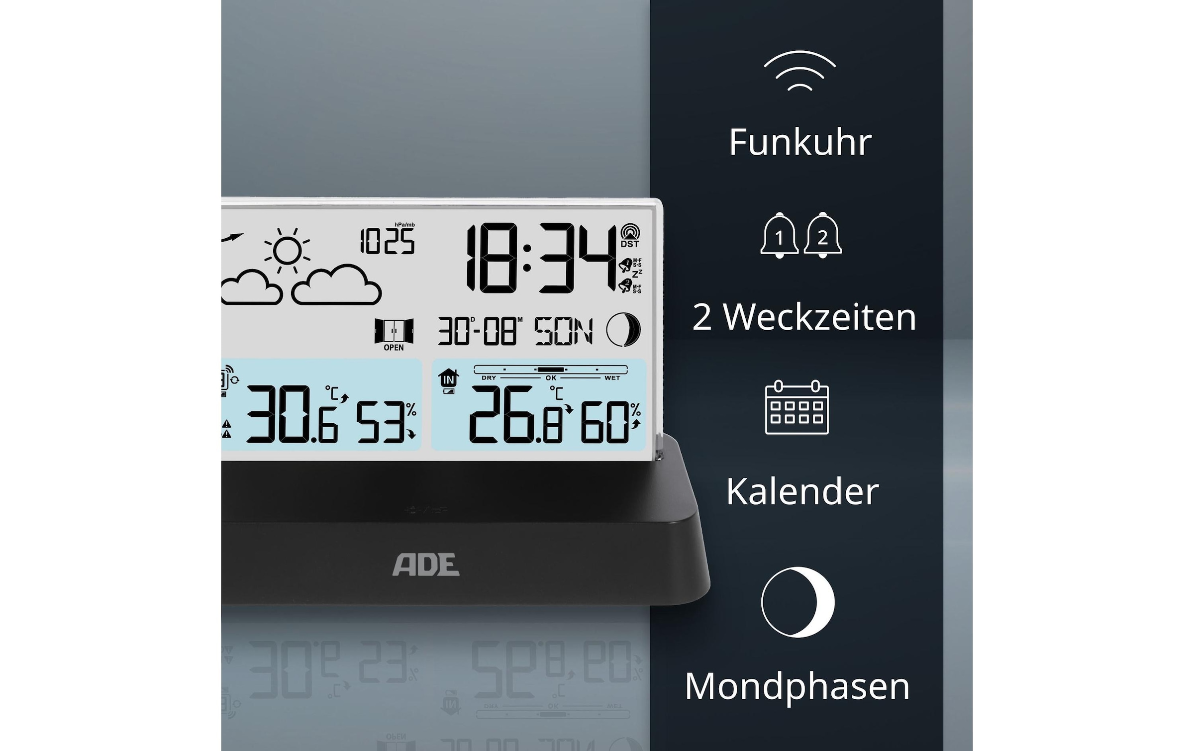 ADE Funkwetterstation »mit Funk-Aussensensor«