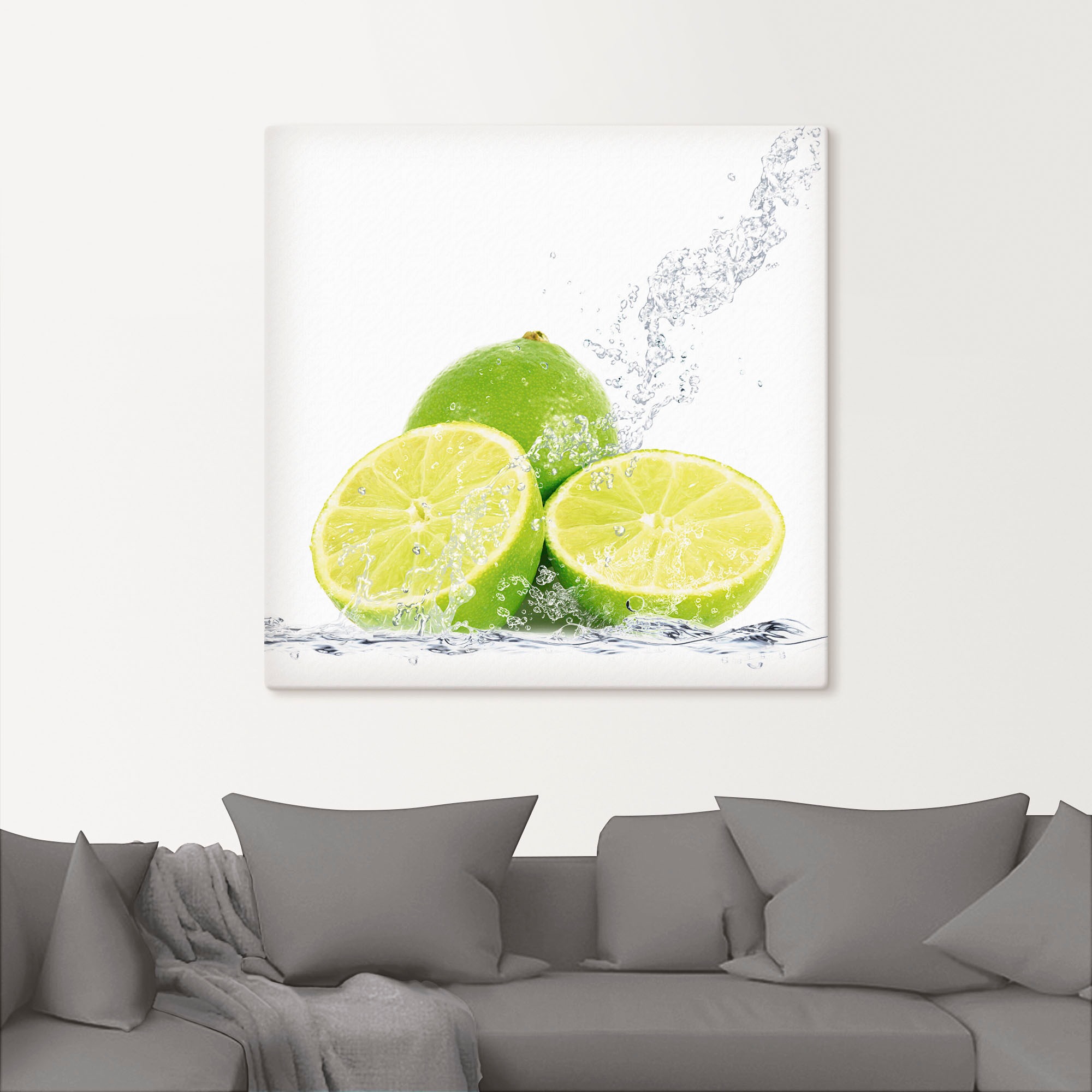 Artland Wandbild »Limette mit Spritzwasser«, Lebensmittel, (1 St.), als Leinwandbild, Poster, Wandaufkleber in verschied. Grössen