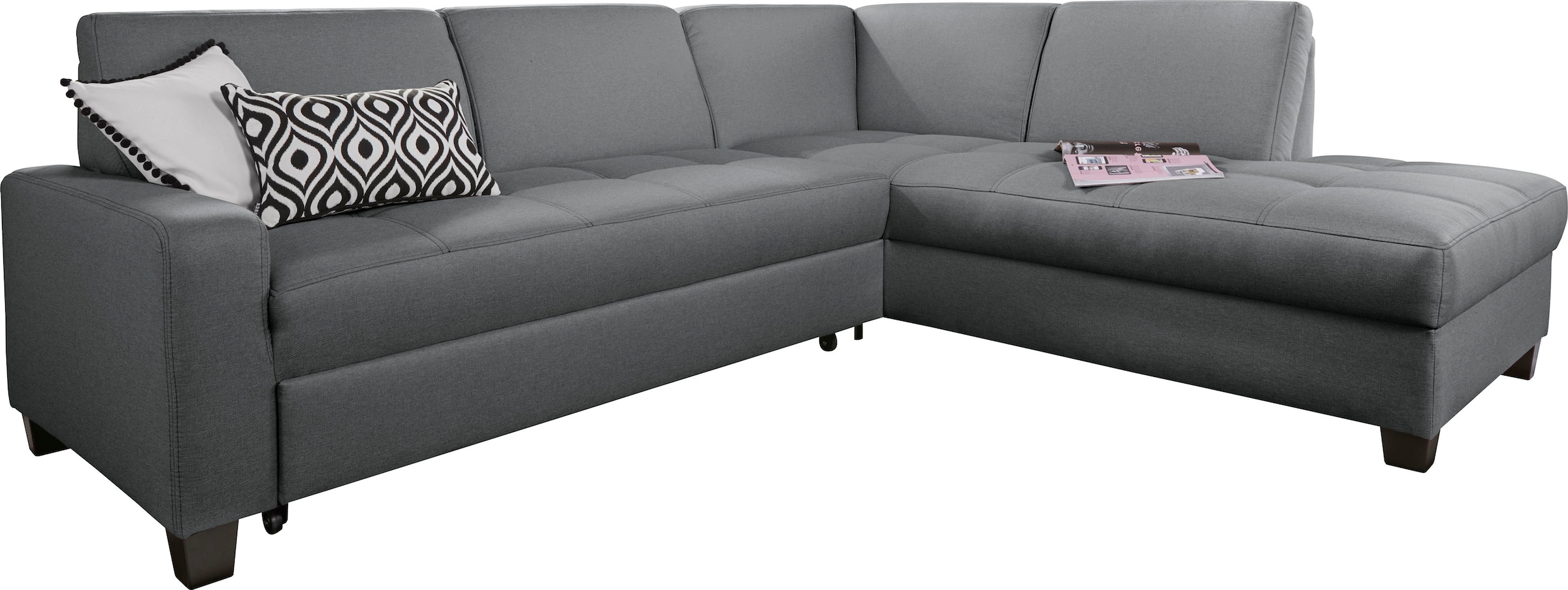 DOMO collection Ecksofa »Florentina zeitlos und elegant, Sitznähte als Designelement, L-Form«, wahlweise mit Bettfunktion, mit Kontrastnaht, Komfortsitzhöhe 47cm