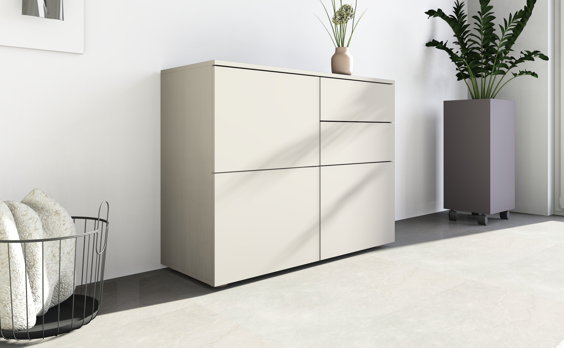 borchardt Möbel Commode »Rova, modern, grifflos, praktisch, 3 Türen« Push-To-Open, verstellbare Einlegeböden, viel Stauraum, Breite 93cm