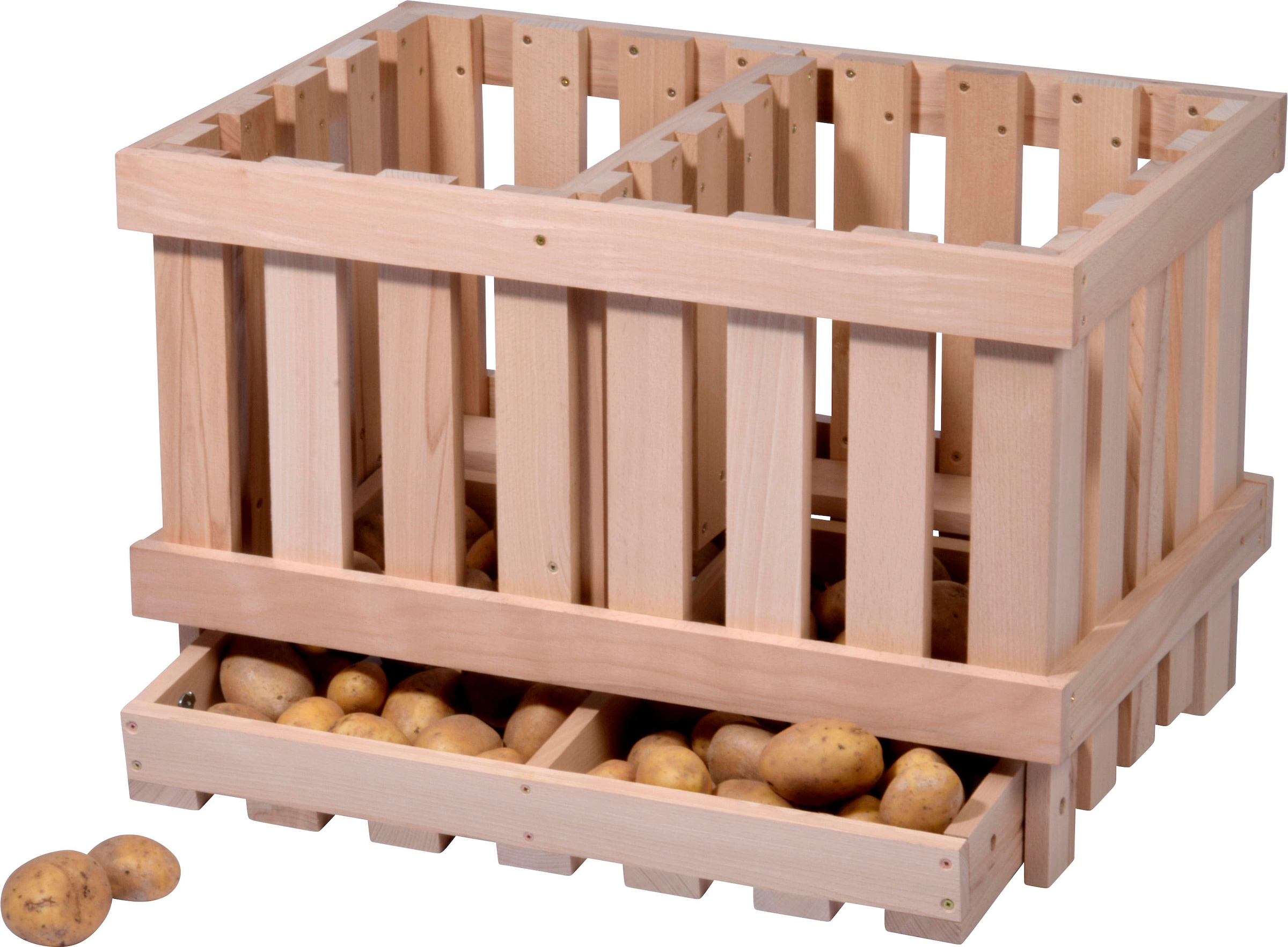 dobar Holzkiste, Vorratsbehälter aus Holz mit 2 Abteilungen