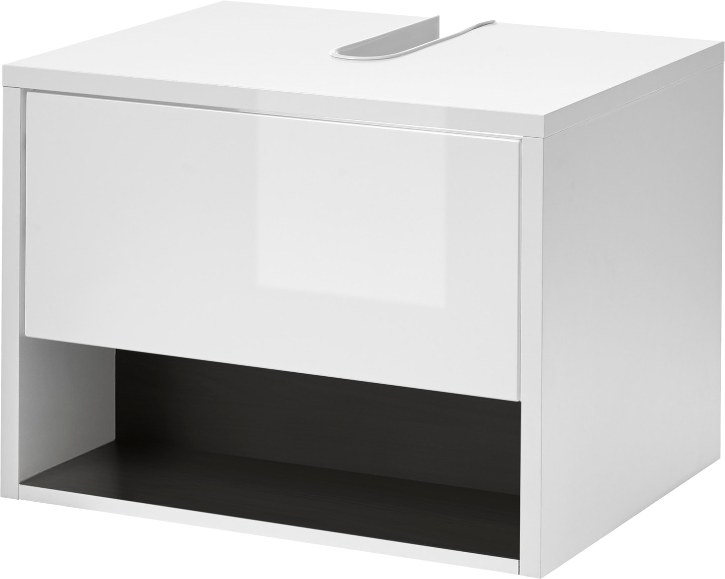 Image of Home affaire Waschbeckenunterschrank "Studio Line, Badschrank in Hochglanz Weiss, Waschtisch" in zwei Farben verfügbar, ausreichend Stauraum