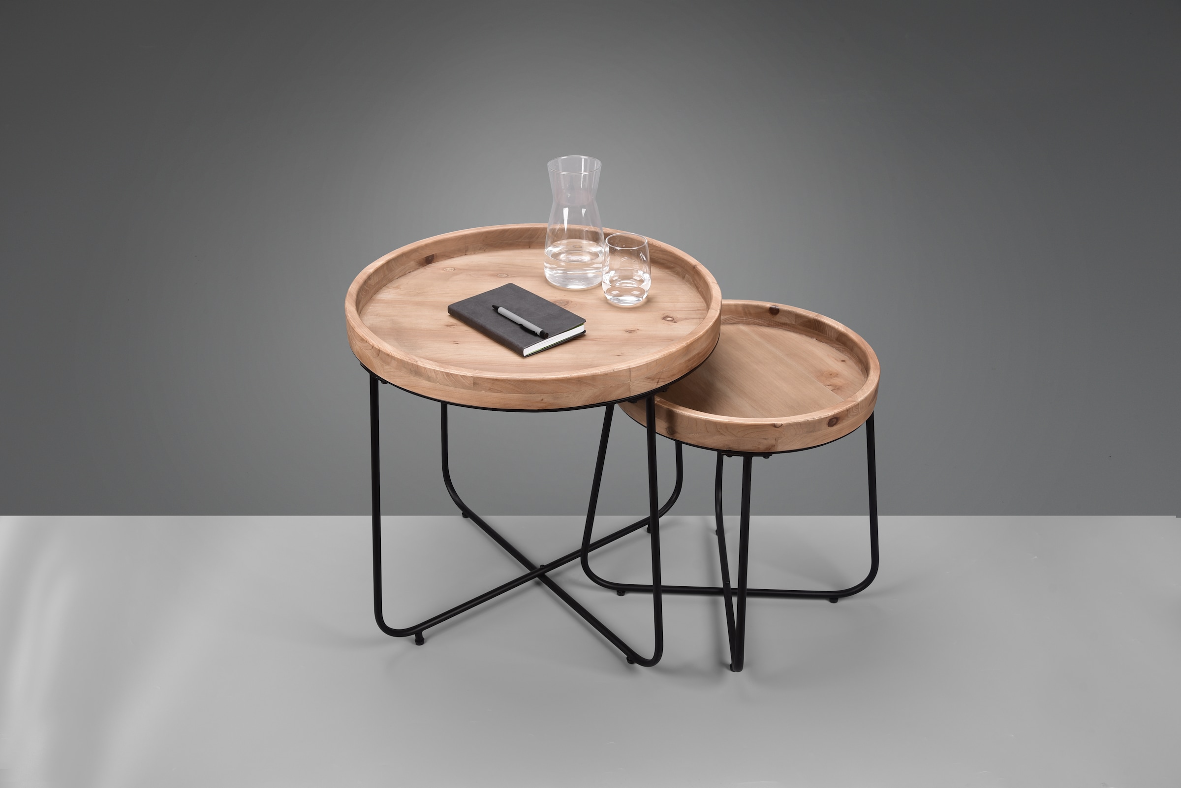 MIRRORS AND MORE Table d'appoint »Jette« 1 cuis tlg. plateau en bois massif de haute qualité