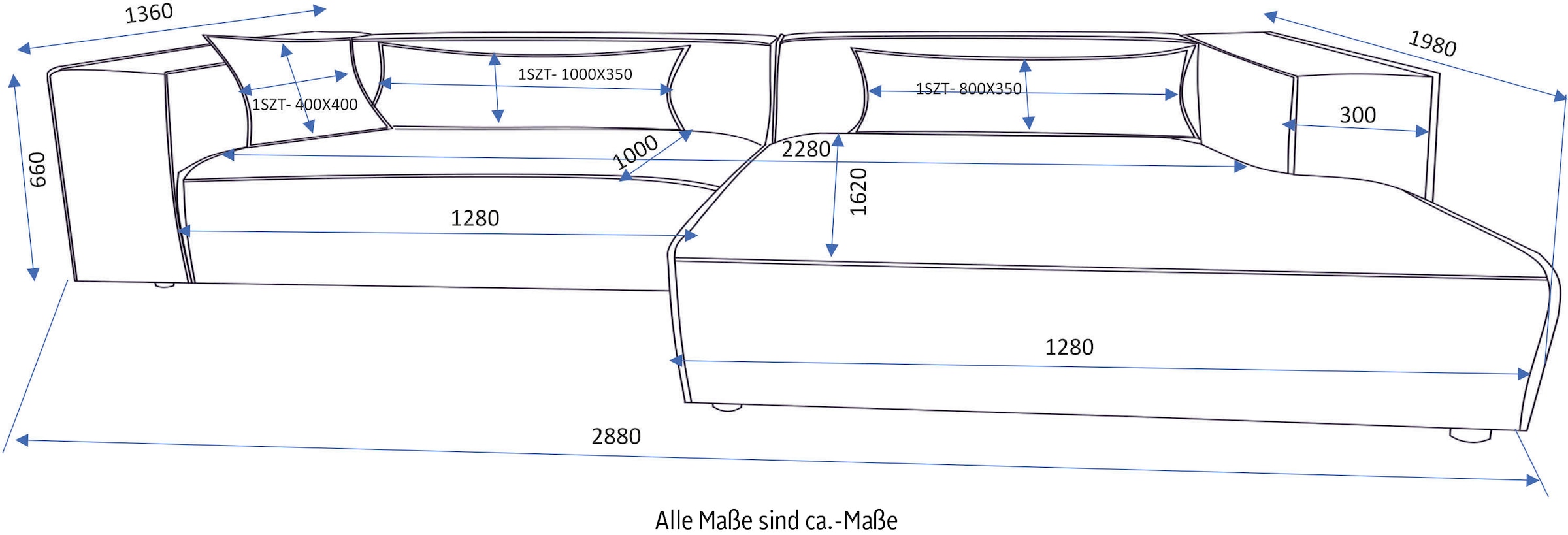 LeGer Home by Lena Gercke Ecksofa »PIARA XXL, besonders tiefe Sitzfläche, L-Form,«, Inklusive 2 Rückenkissen 80x35 cm und 1 Zierkissen 40x40 cm