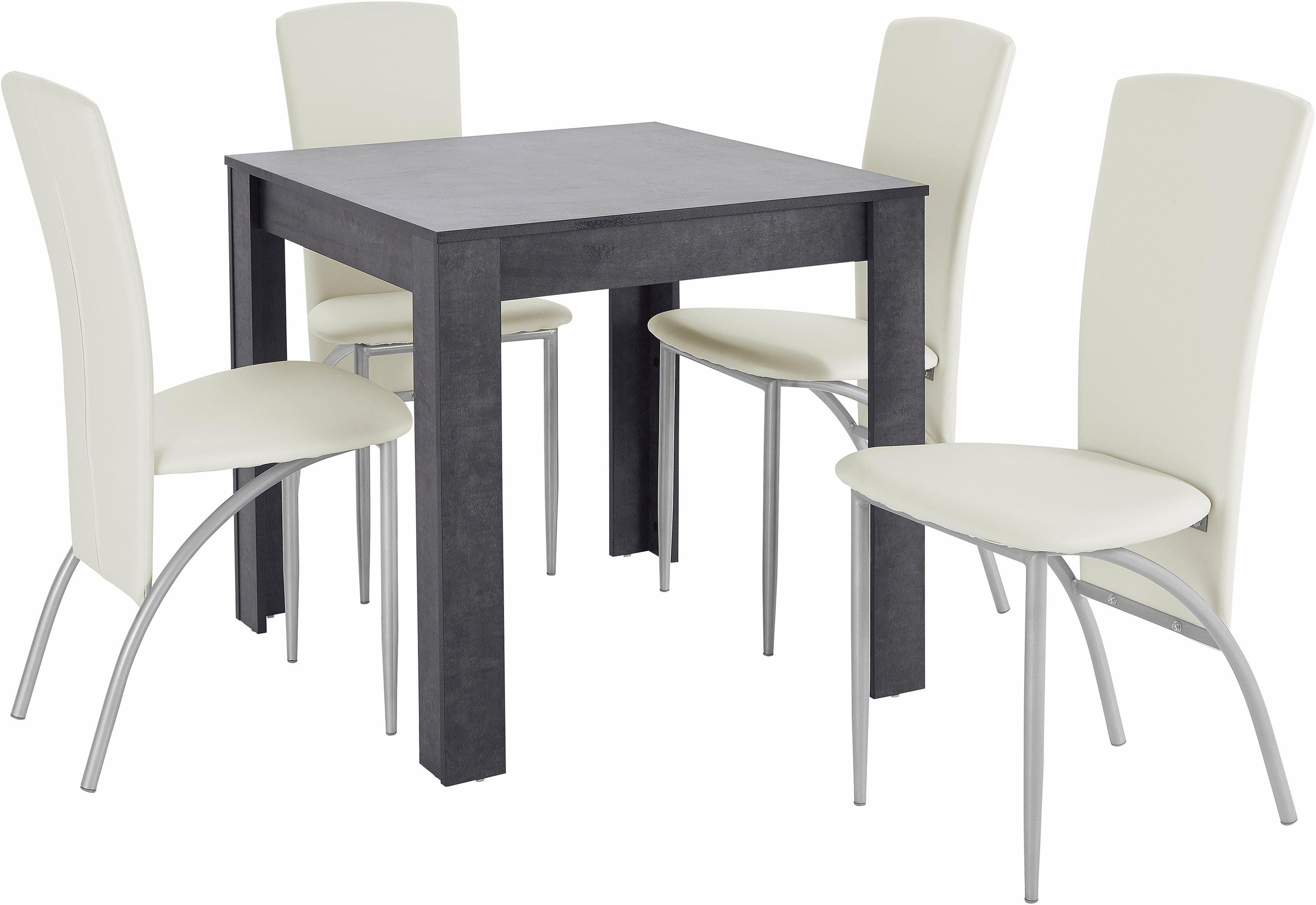 INOSIGN Essgruppe Tischbreite 80 cm in schieferfarben, 5tlg. Essgruppe