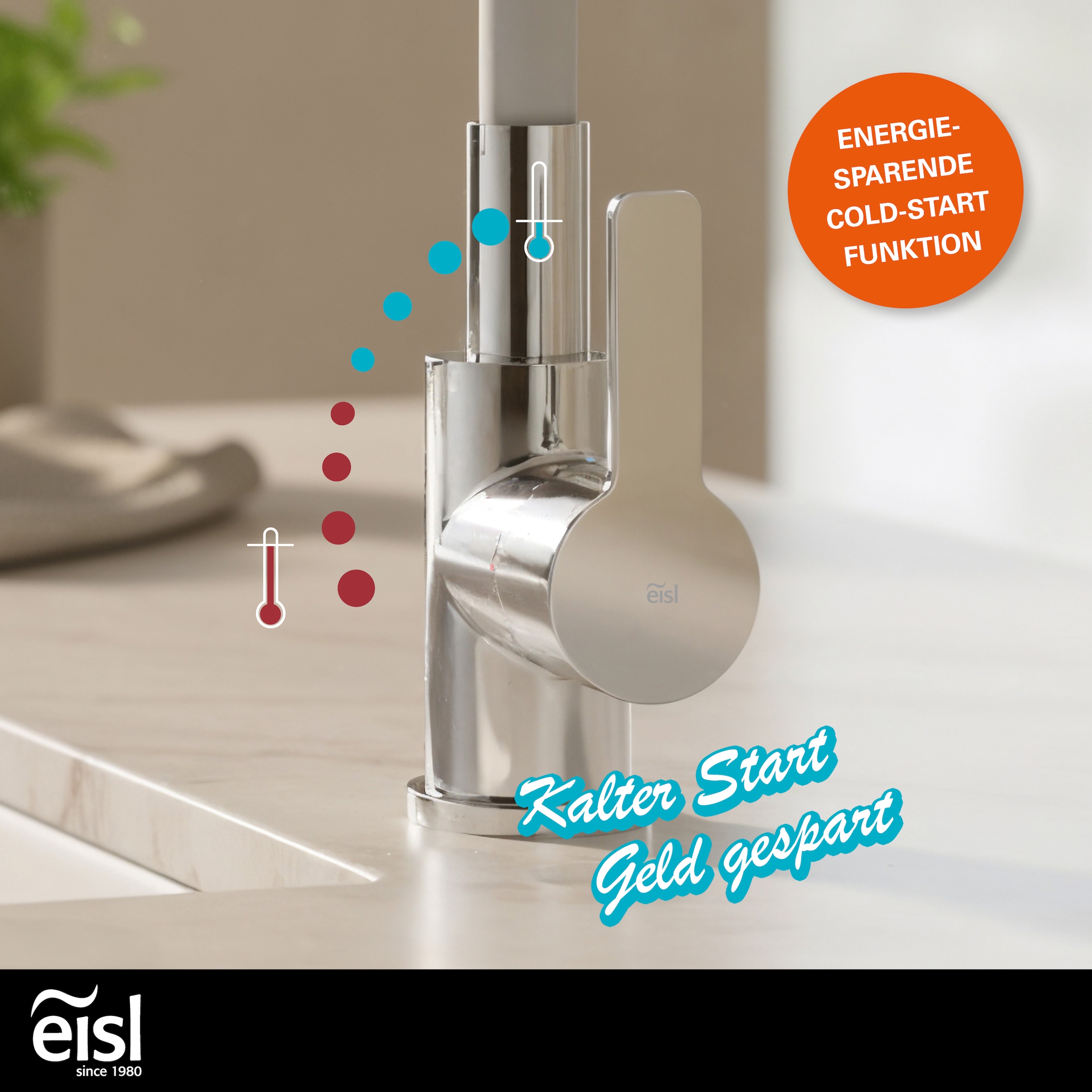 Eisl Robinet d'évier »Flexo« robinet de cuisine, flexible, toucher doux, Eco-Click, démarrage à froid, 360°