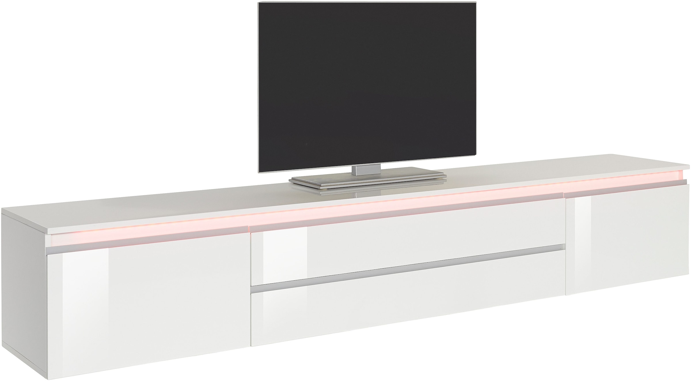 Image of Home affaire Lowboard "Magic,Lowboard,TV-Kommode,TV-Möbel,TV-Bank" Hochglanzlackiert, Alugriff, 2 Türen, 2 Schubkästen,B/T/H 240×40×40 cm