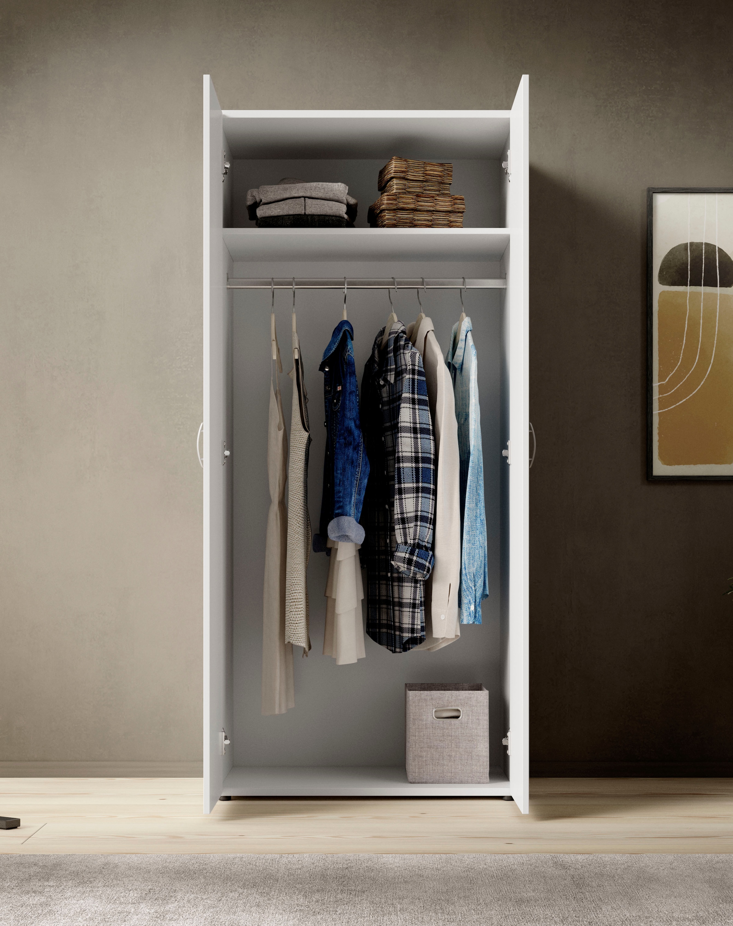 Schlafkontor Drehtürenschrank »Base Kleiderschrank Garderobe Hochschrank Wäscheschrank«, Bega Schrank Schlafzimmer Bestseller in 3 Breiten und 2 Farben