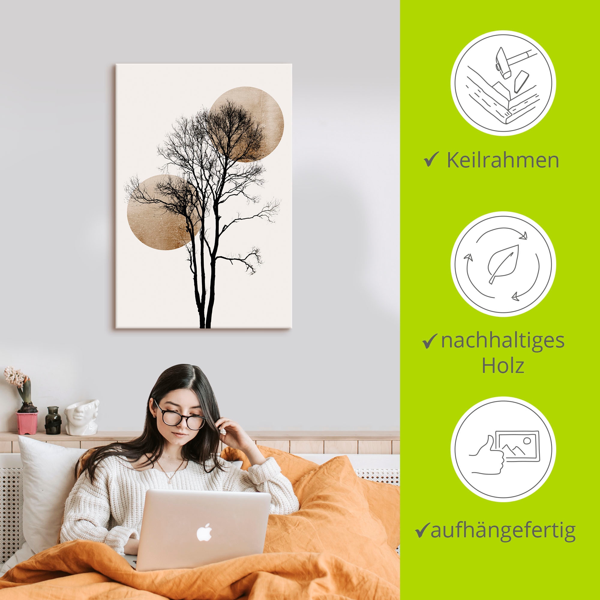 Artland Wandbild »Sonne und Mond versteckt« Baumbilder 1 Stk. tlg. als Alubild, Leinwandbild, Poster in verschied. Grössen