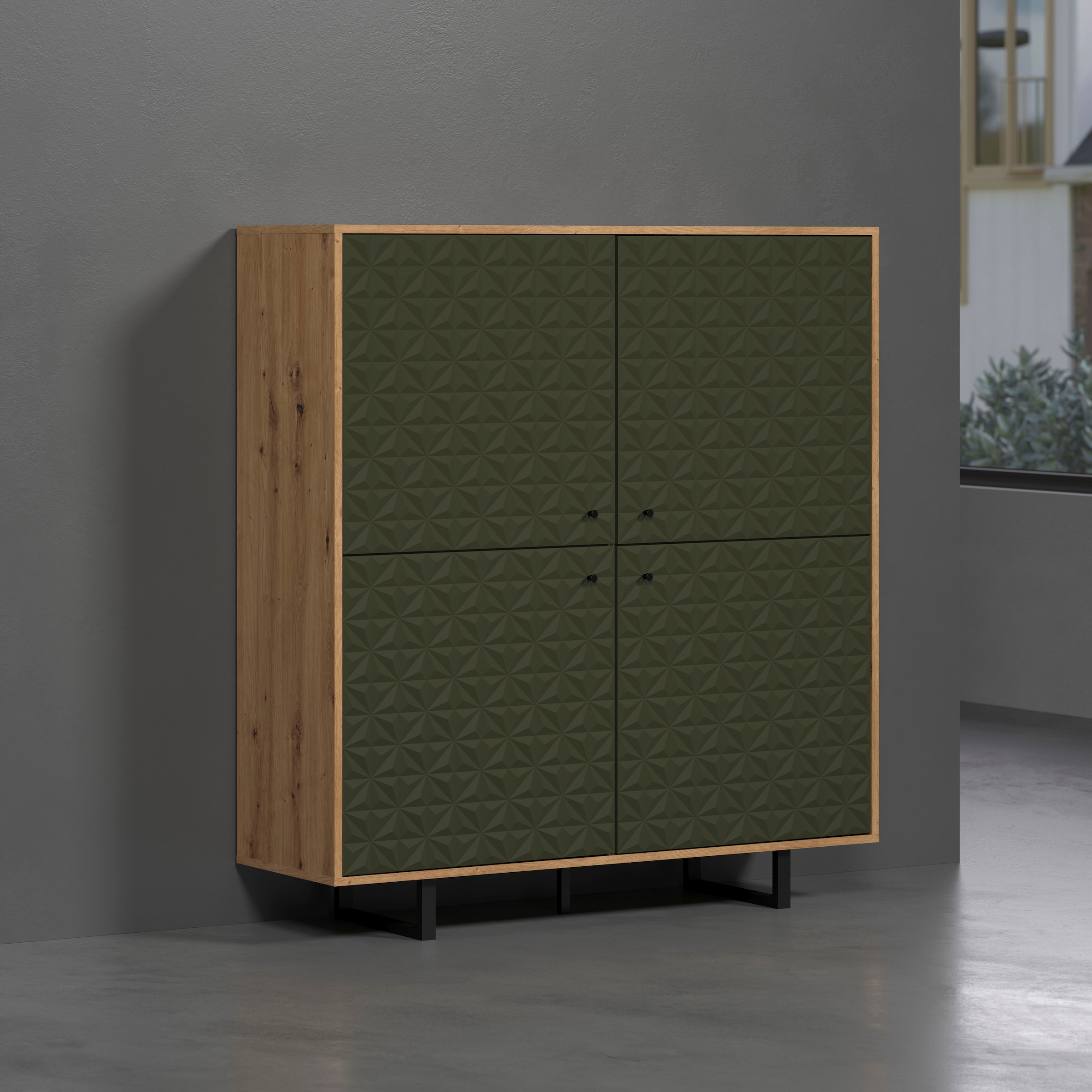Home affaire Buffet haut »Ferretti« Sideboard mit besonderer Fräsung - Füsse und Griffe aus Metall