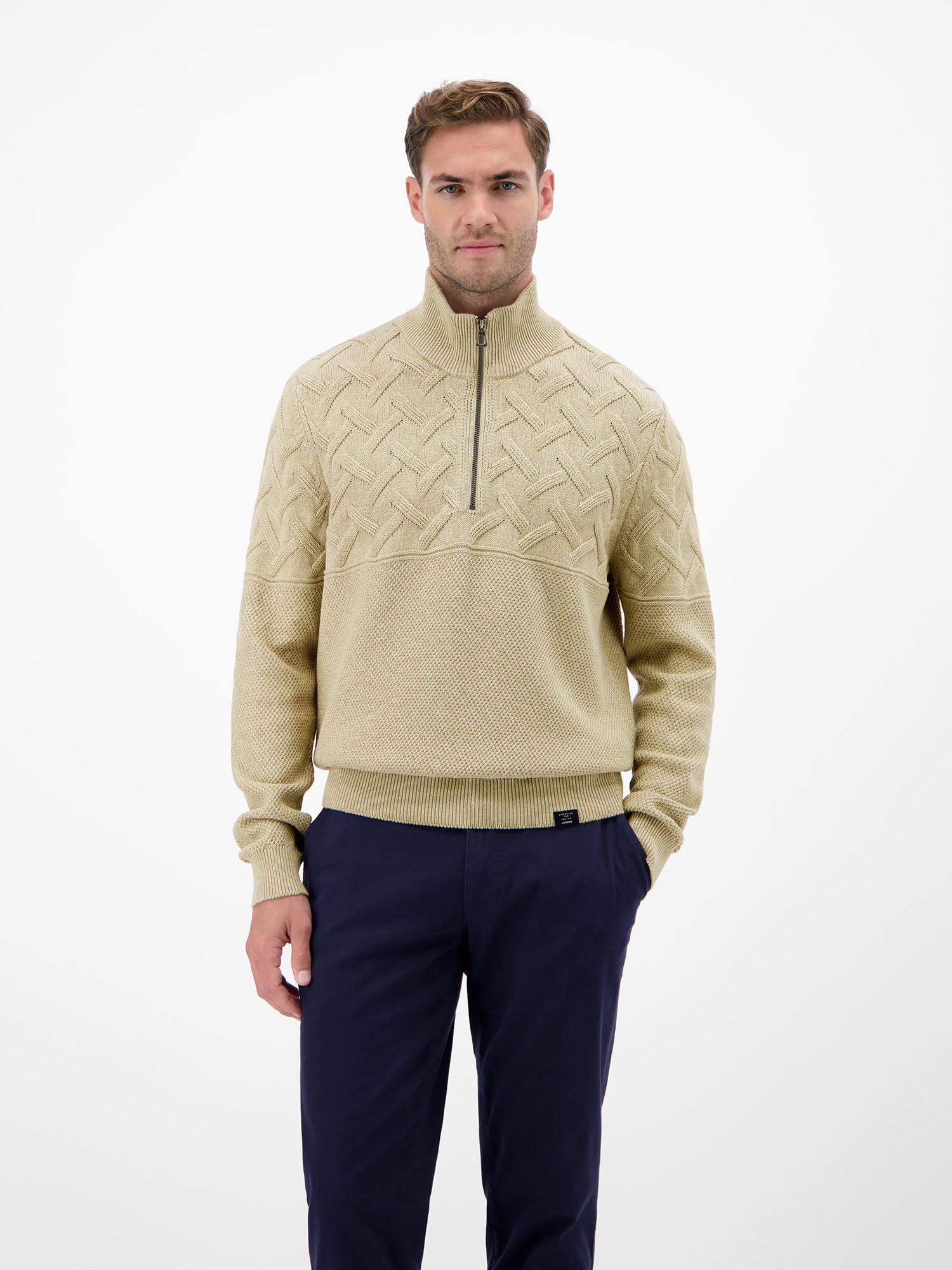 Image of LERROS Strickpullover "Herren-Troyer mit Jacquardmuster"