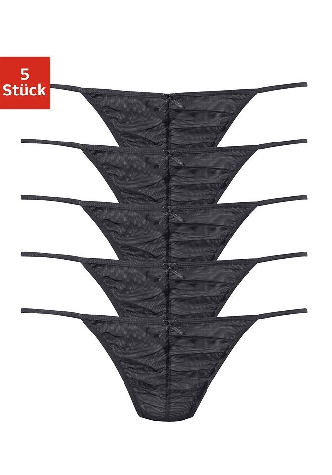 Vivance Stringtanga, (Packung, 5 St.), vorn gerafft
