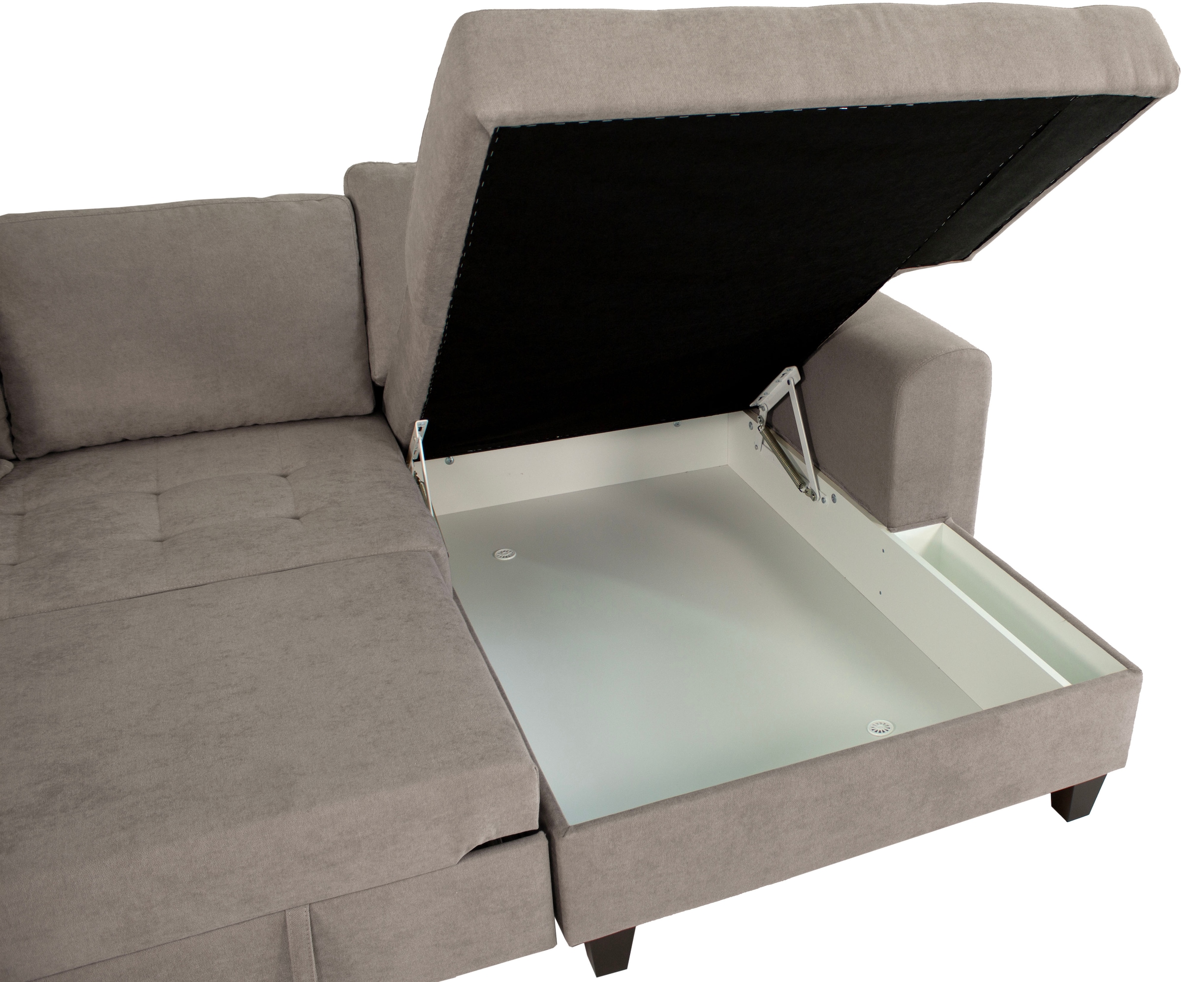 Trends by HG Canapé d'angle »Moritz L-Form, B: 265 cm« mit Bettfunktion, Bettkasten & Zierkissen