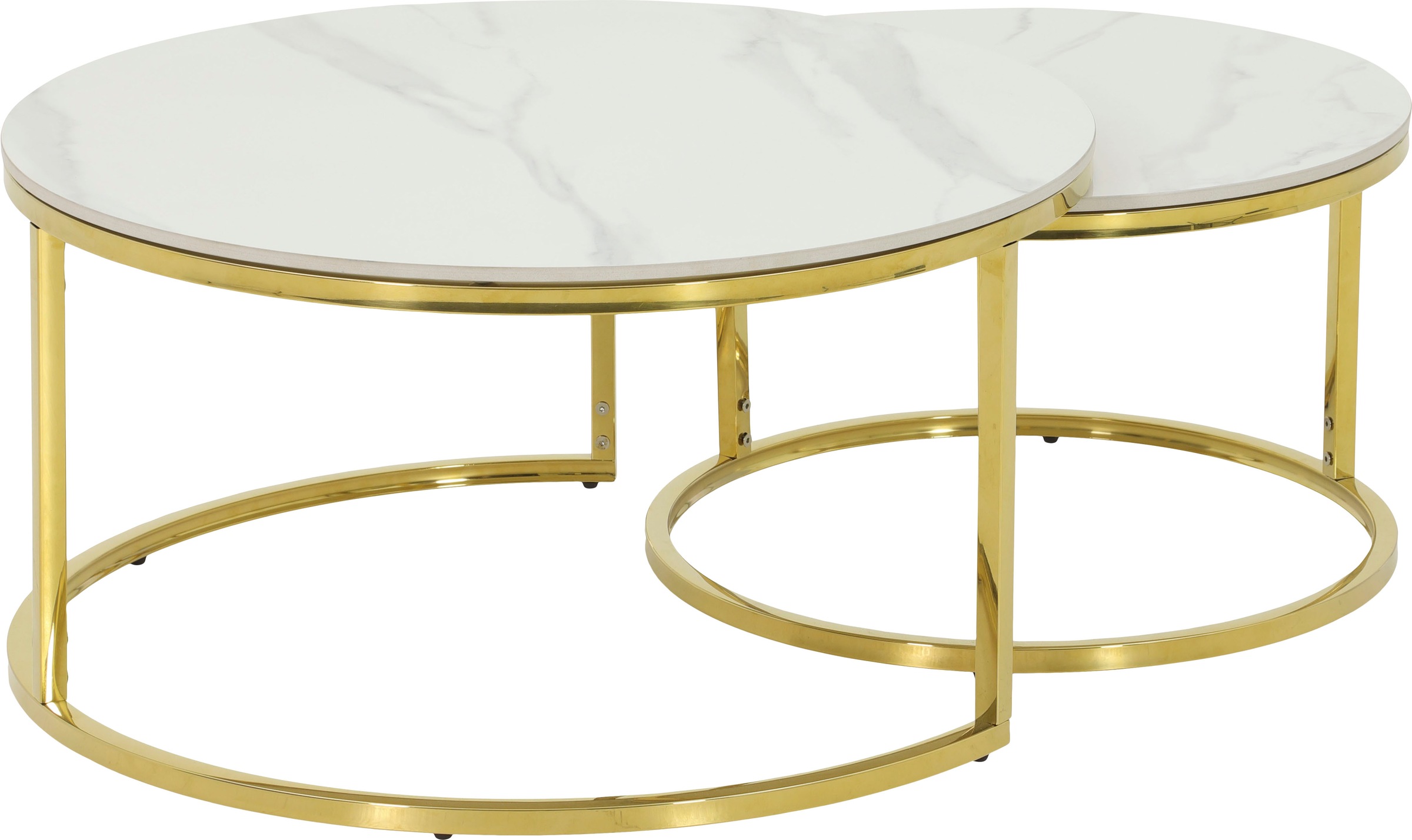 Image of HELA Satztisch "LUIS, Couchtisch rund" Set, 2 Stk. tlg. 2er Set, 12mm Sinterstein; Marmoroptik, Boho Wohnzimmertisch