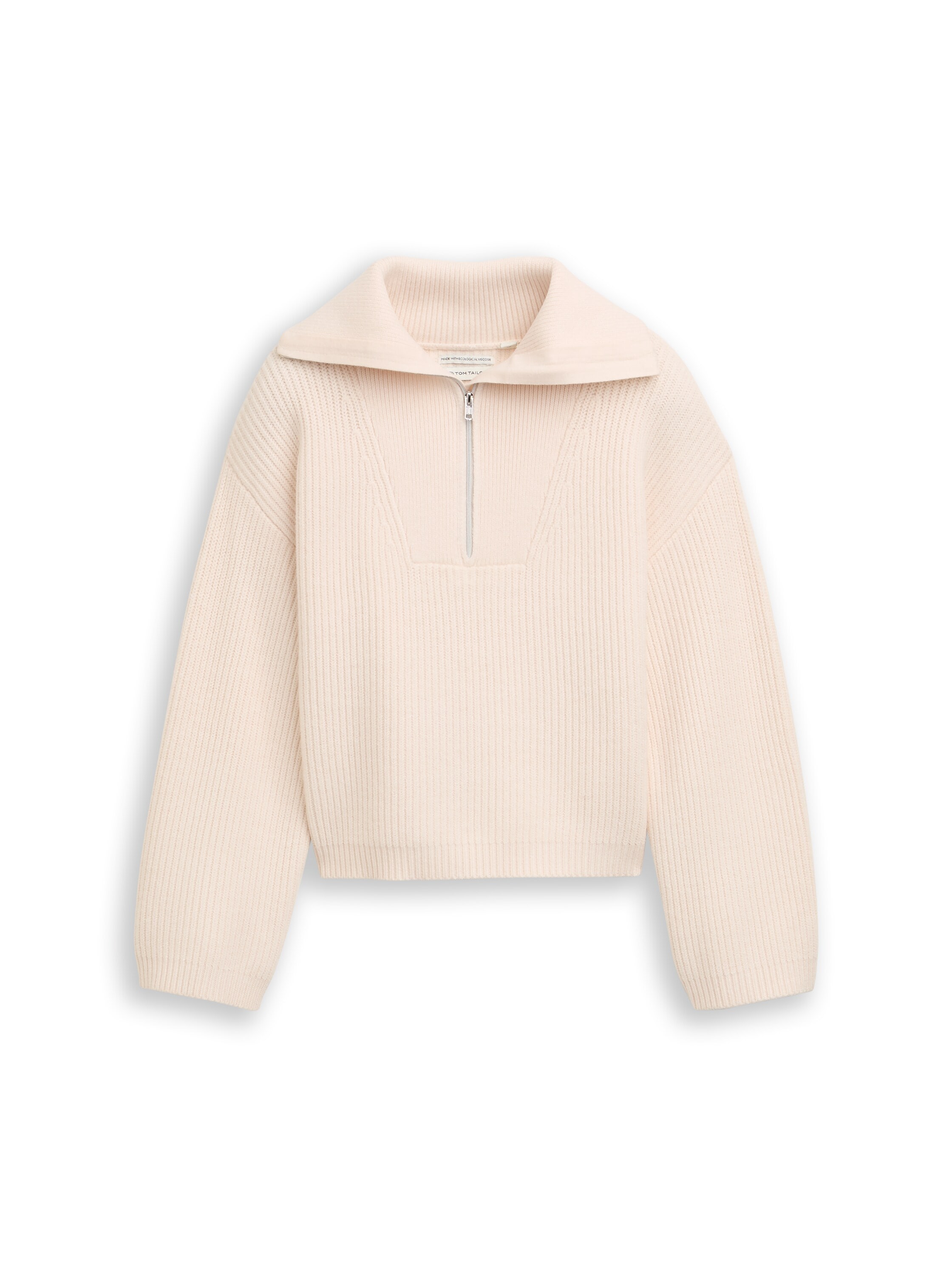 Image of TOM TAILOR Jacquardpullover kurz, mit Zipper und Schlauchkragen