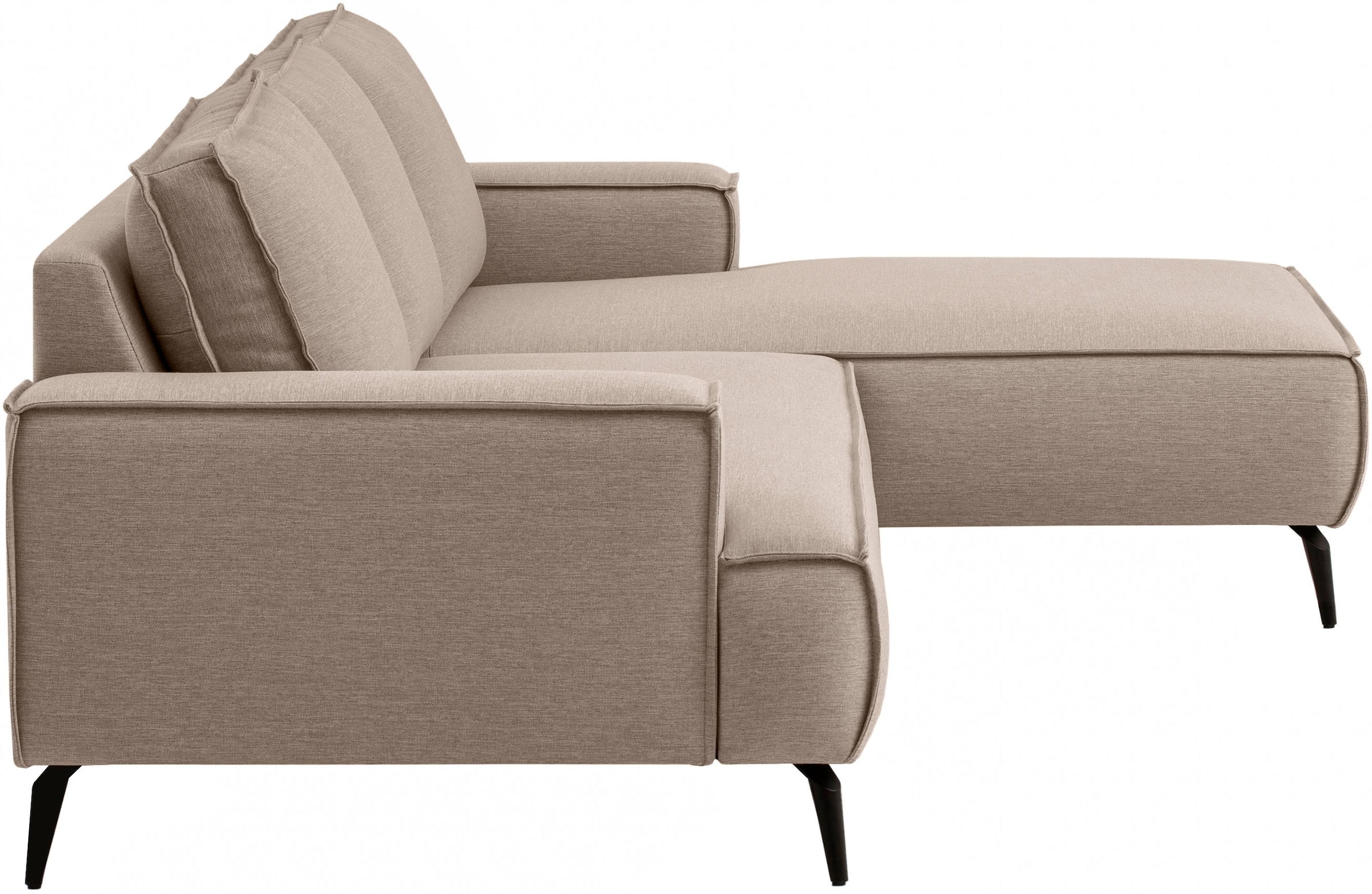 GOODproduct Ecksofa »TVINNU Leinenoptik, L-Form, Breite 275 cm« wahlweise Recamiere rechts/links, schwarze Füsse, bequemer Sitzkomfort