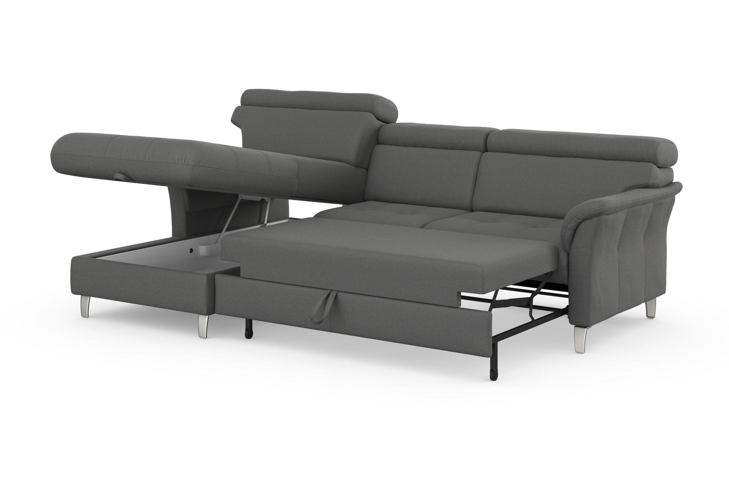 sit&more Ecksofa »Marano L-Form«, inklusive Kopfteilverstellung, wahlweise mit Bettfunktion, Bettkasten