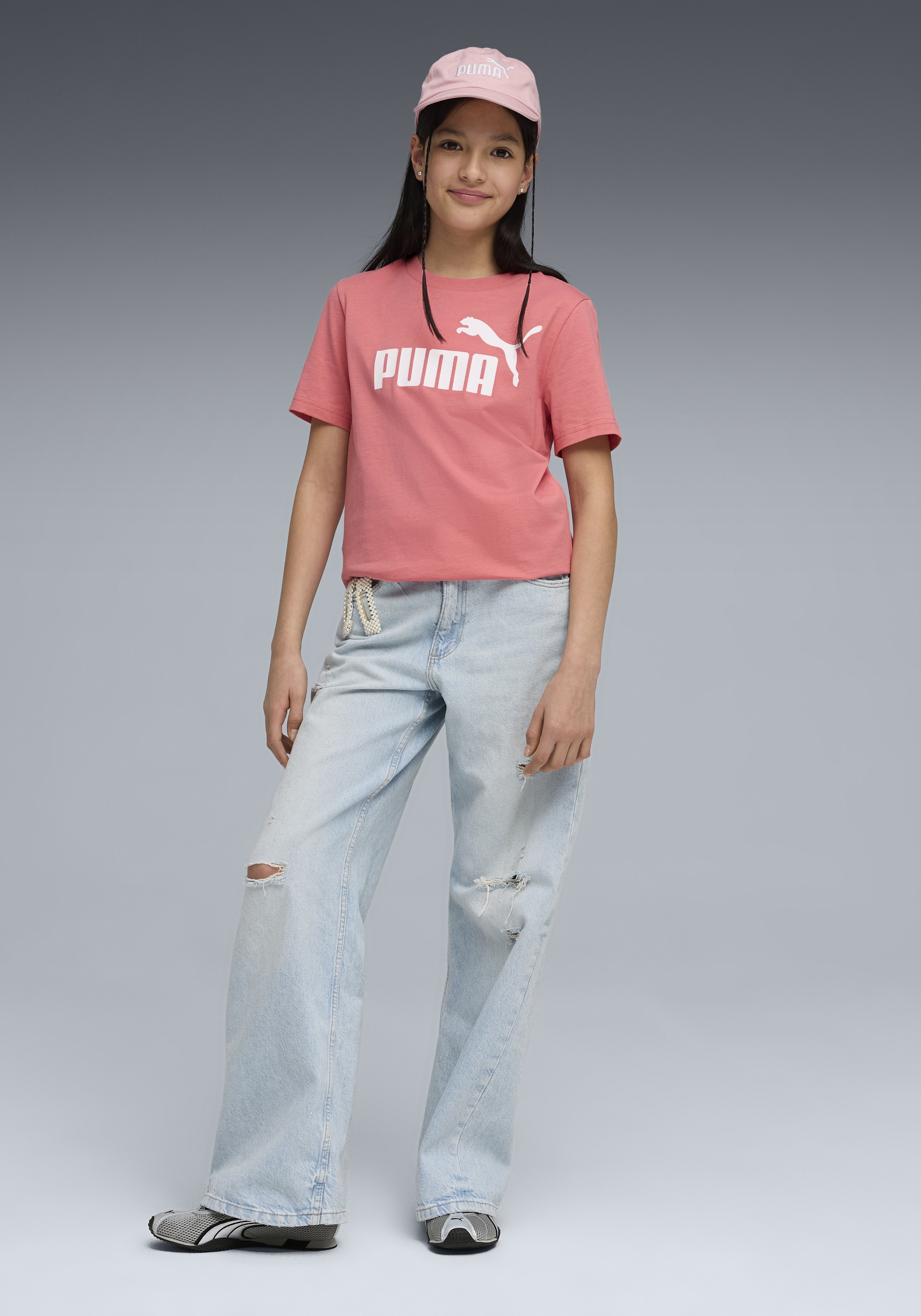 PUMA T-shirt »ESS NO 1 LOGO TEE G« Regular Fit, Kurzarm, mit Kapuze, mit Logodruck