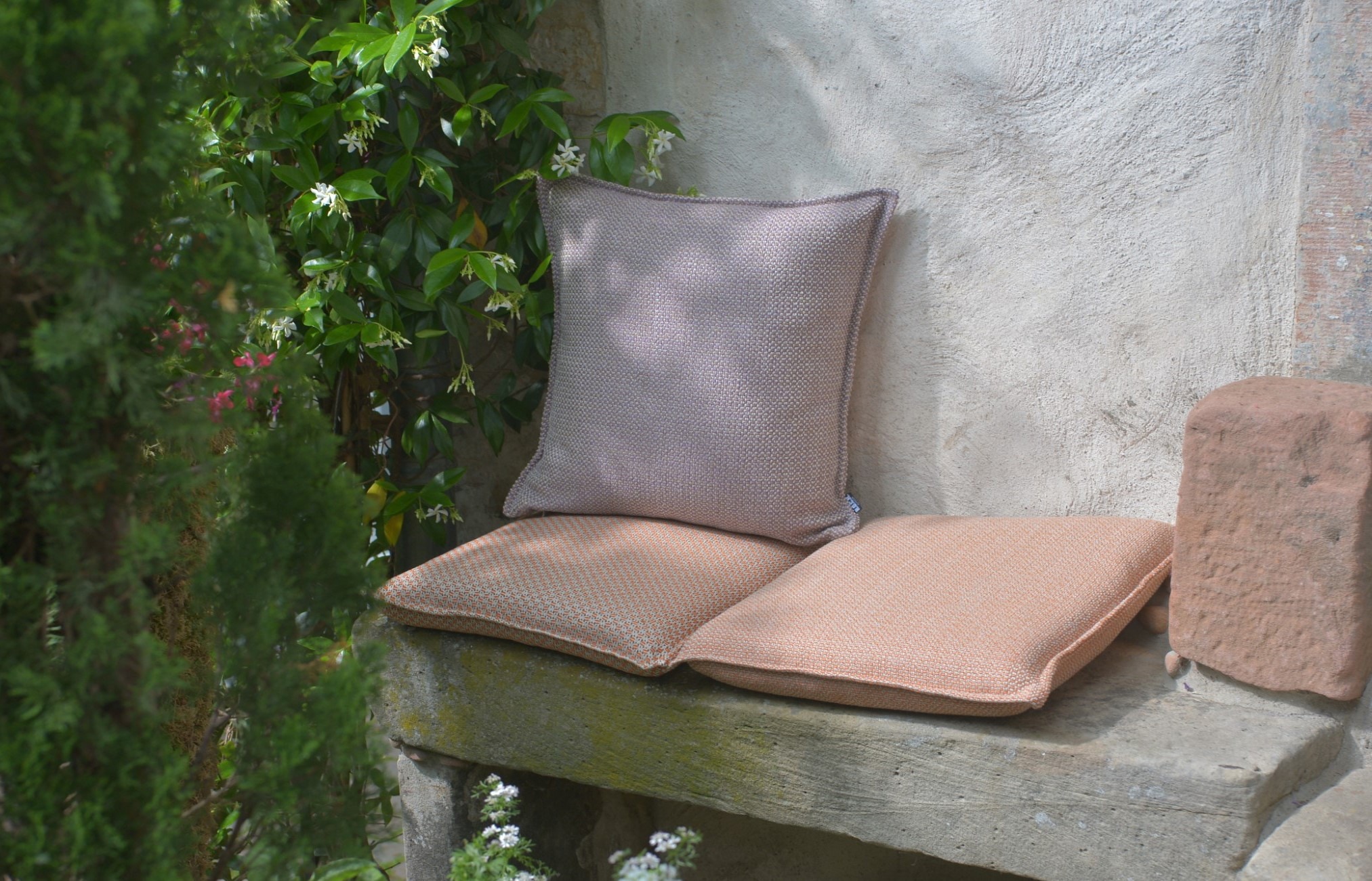 H.O.C.K. Housse de siège »Linova« coussin d'assise extérieur, 40x40x6cm, coussin de chaise, sauge menthe, à motifs