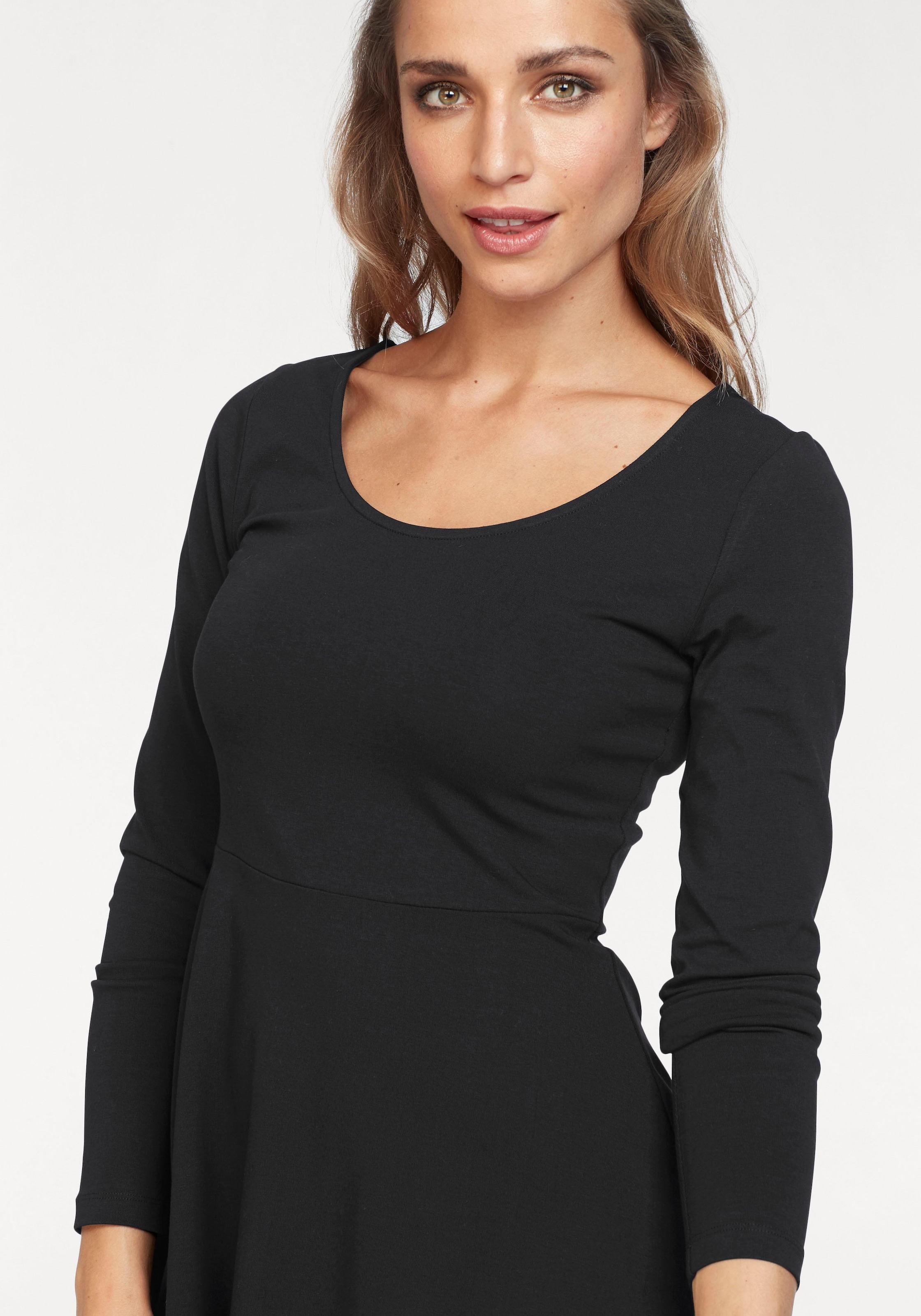 Aniston CASUAL Jerseykleid, Blumendruck Schwarz mit auf versandkostenfrei in oder uni