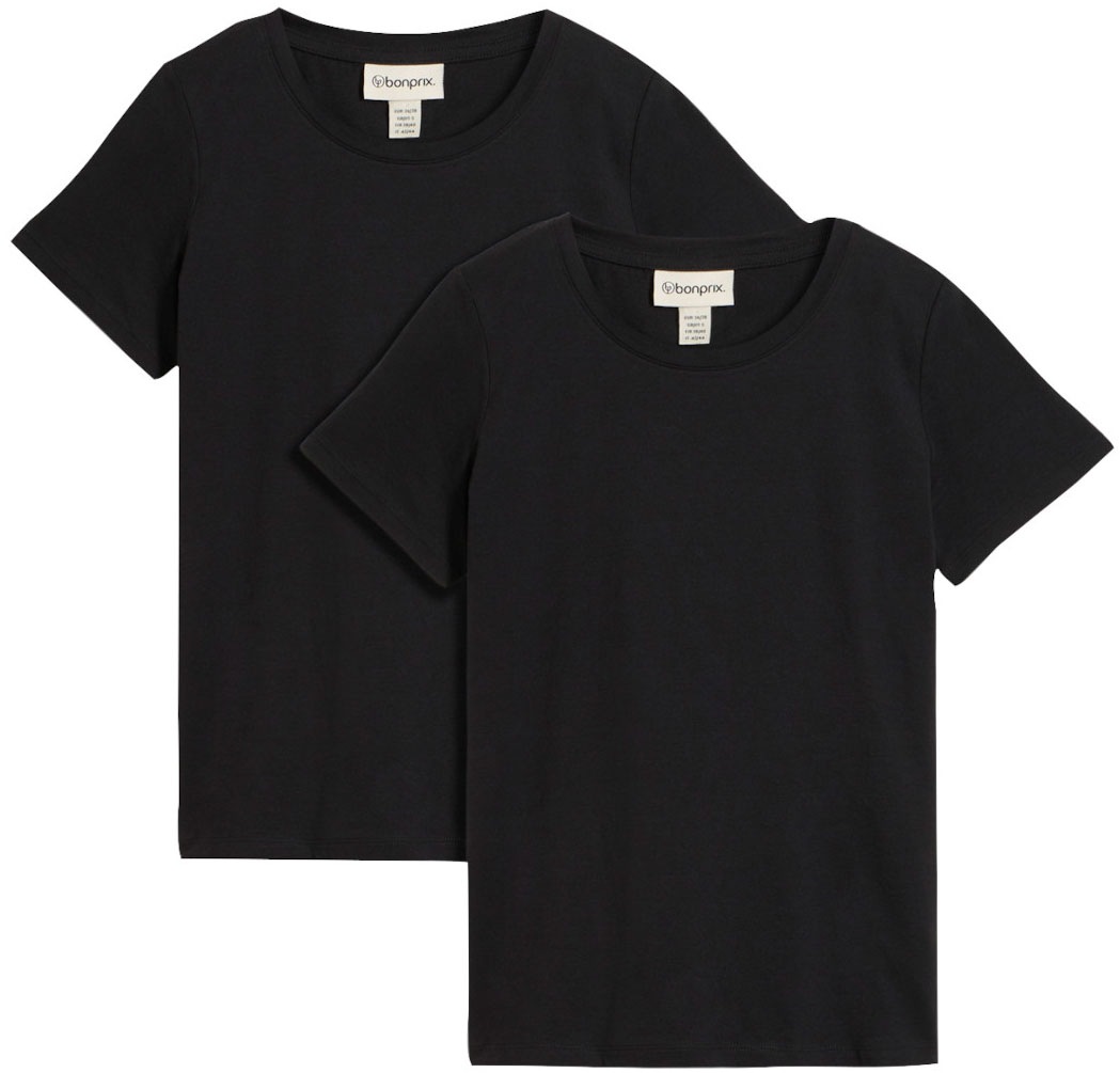 Image of bonprix T-Shirt Packung, 2 Stk. lockere Passform, Kurzarm, Rundhalsausschnitt, aus Baumwolle