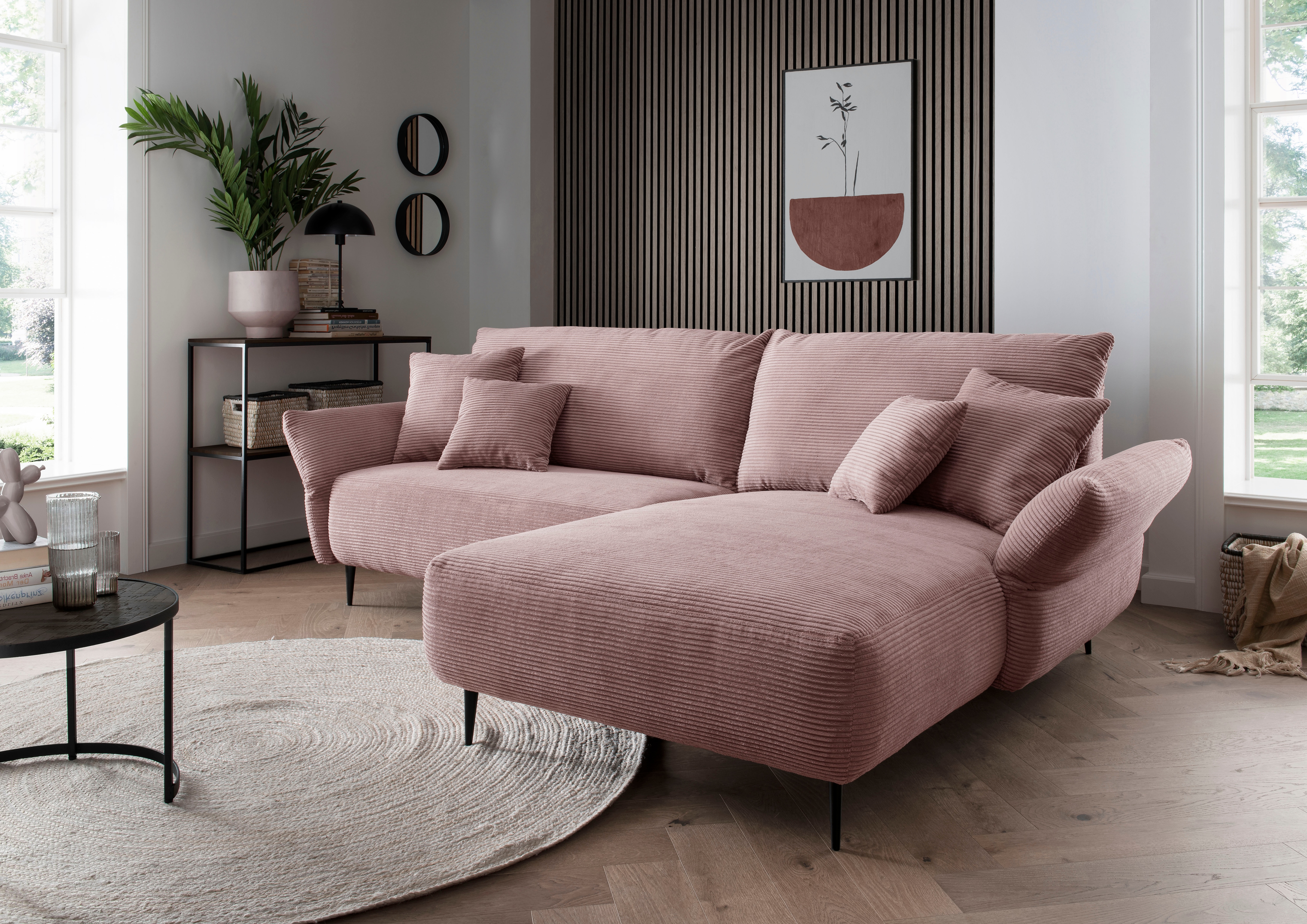 Home affaire Ecksofa "Amarena modern & bequem, verstellbare Armlehnen, L-Form" inklusive Armlehnenverstellfunktion, inkl. 4x Zierkissen