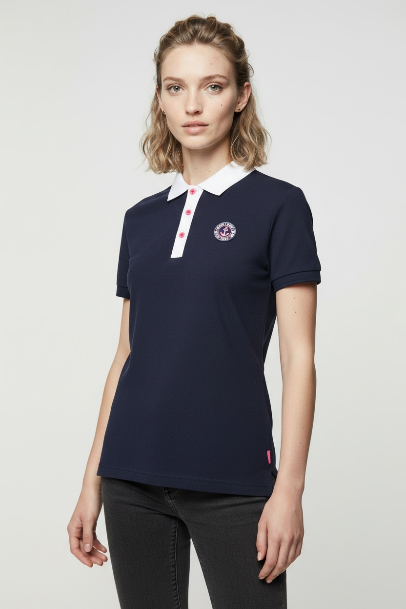 Zwillingsherz Polo »Maritim« kontrastierende Polokragen mit Knopfleiste, Brustlogo mit Anker