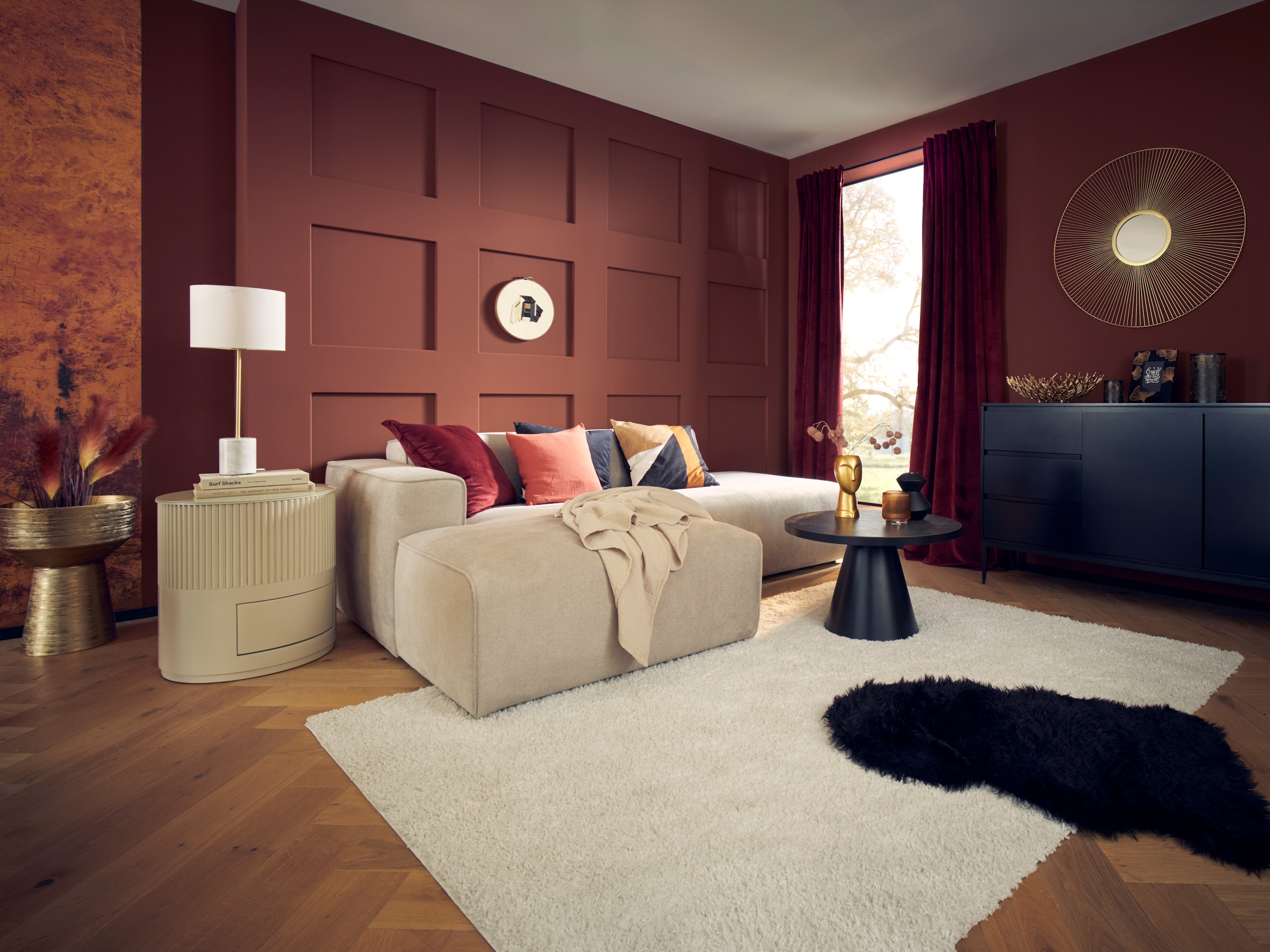 andas Ecksofa »Noord mit Kedernaht, Breite 227 cm«, Cord, Struktur, Webstoff, mit Wellenunterfederung, Massivholzrahmen