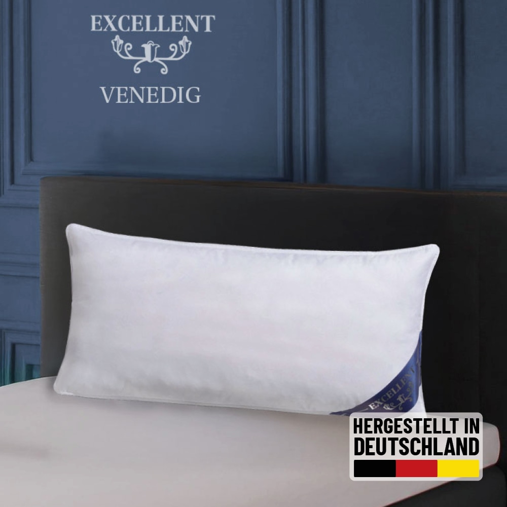 Image of Excellent Kopfkissen "Venedig, Kuschel- oder Kopfkissen 1-tlg. oder 2 -tlg." Füllung: 85% Federn / 15% Daunen Spar-Set, 2 Kopfkissen, 1 Stk. tlg. Deko- oder Kopfkissen in vielen Grössen