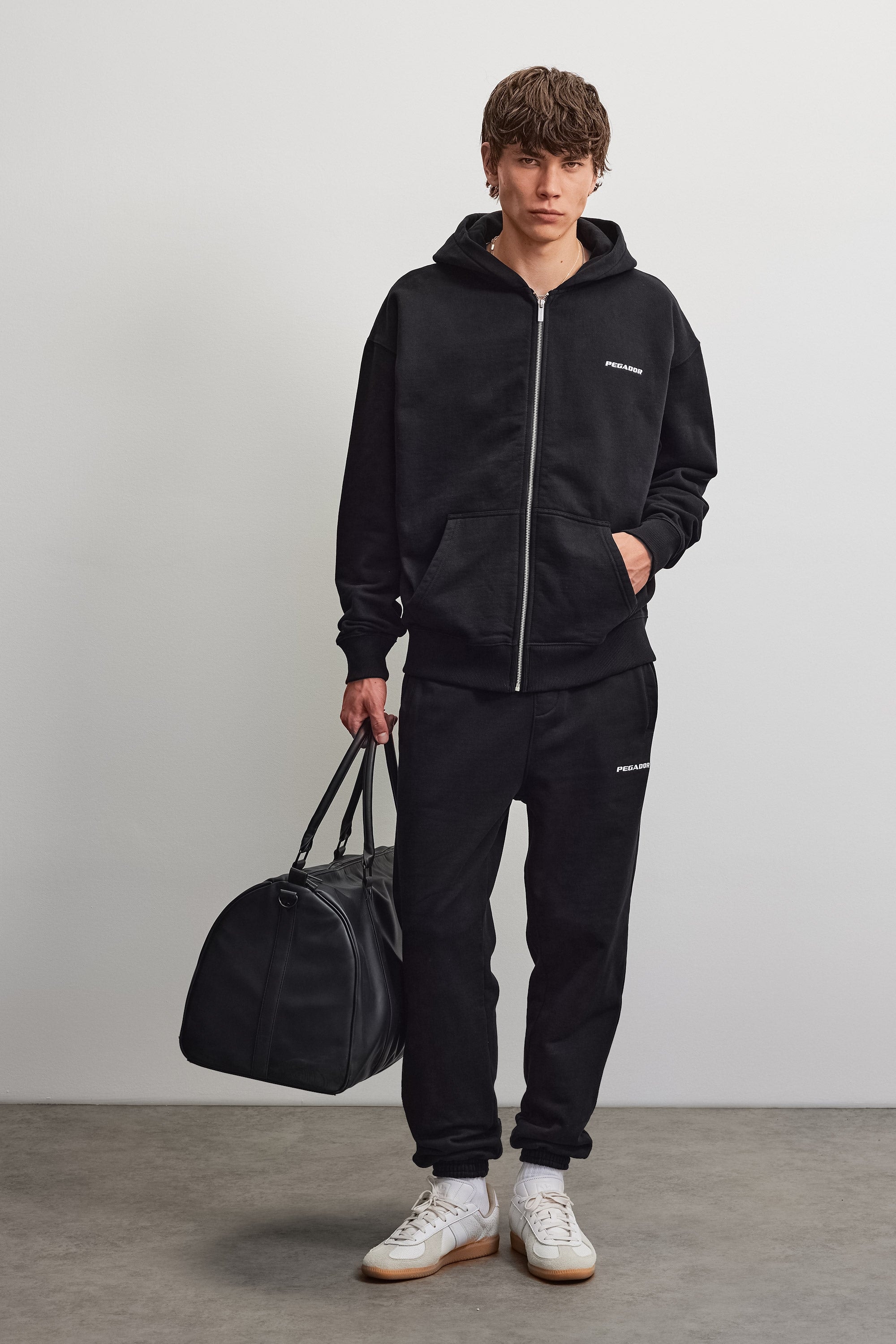 PEGADOR Sweat à capuche »Logo Oversized Sweat Jacket« mélange de coton, oversize