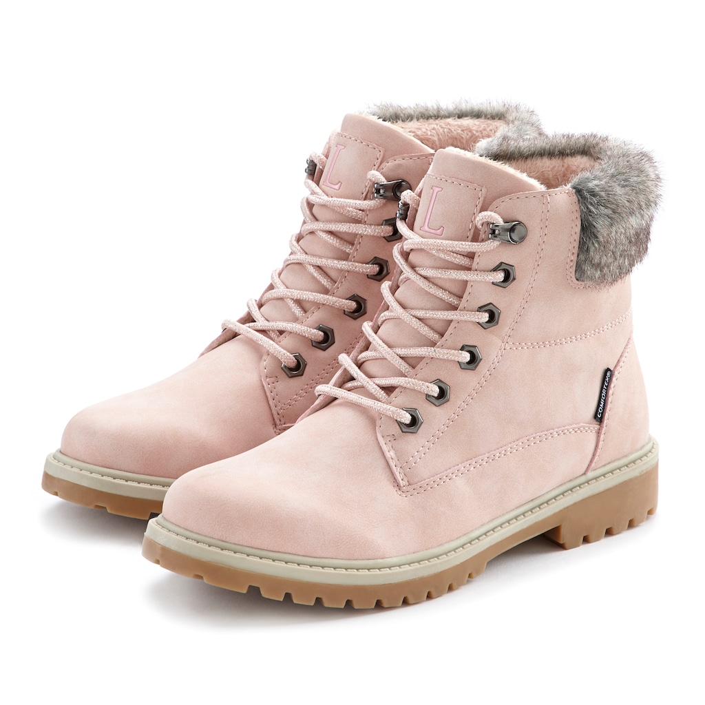 LASCANA Stiefelette, wind- & wasserabweisend, Winterboots zum Schnüren, Outdoorstiefel