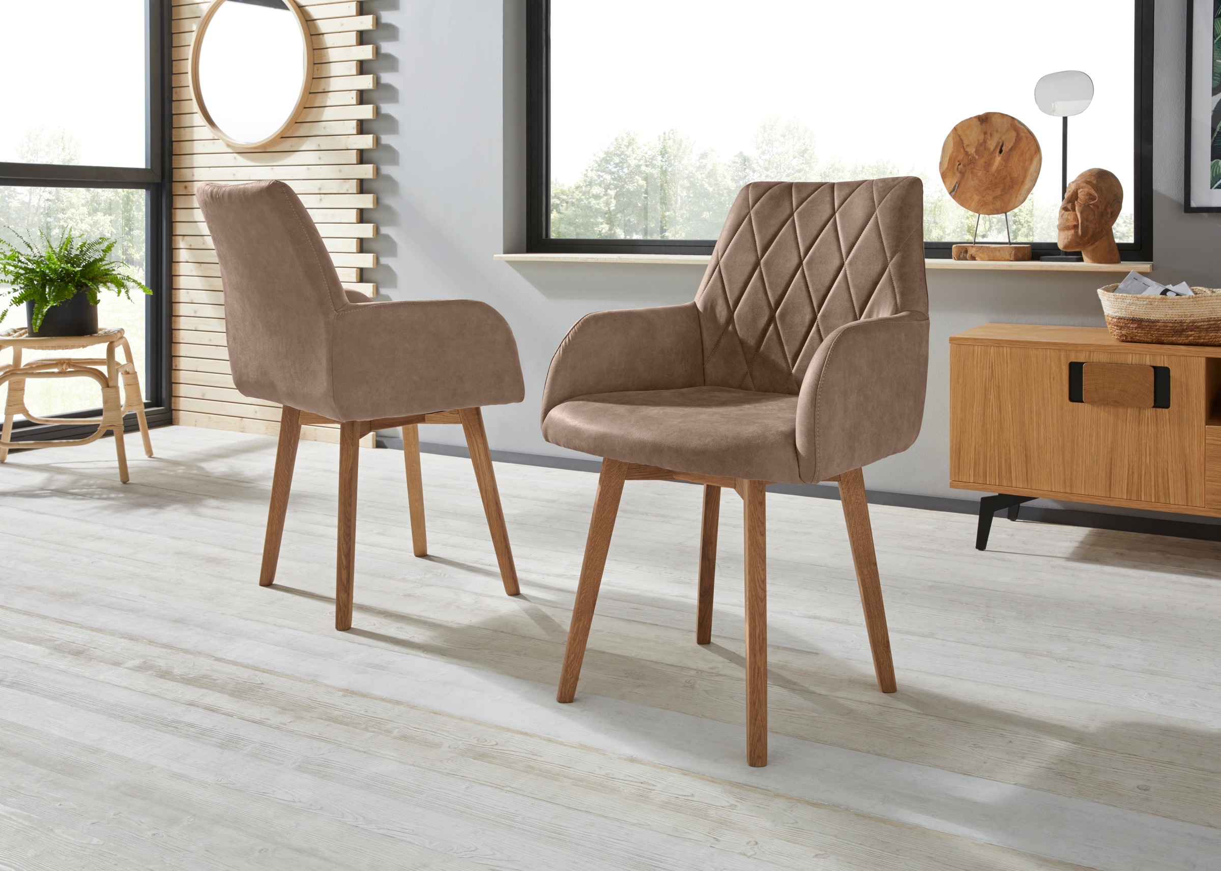 Image of Premium collection by Home affaire Armlehnstuhl »Brest«, (Set), 2 St., Microfaser, Bezug in Leder oder Microfaser, Gestell ist Eiche Massivholz geölt bei Ackermann Versand Schweiz