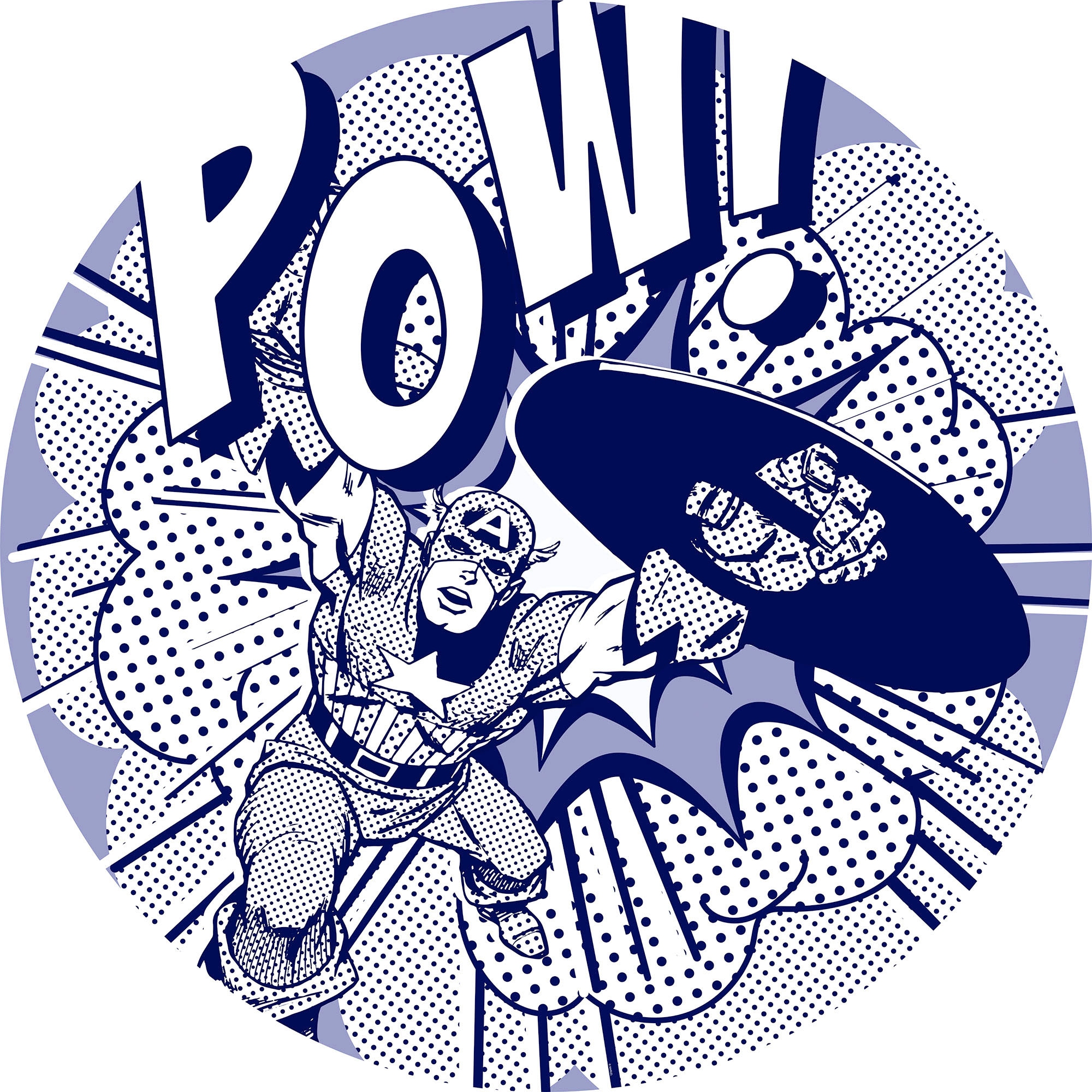 Image of Komar Wandtattoo "selbstklebendes Vlies - Captian America Pow - Grösse 125 x 125 cm" rund und selbstklebend