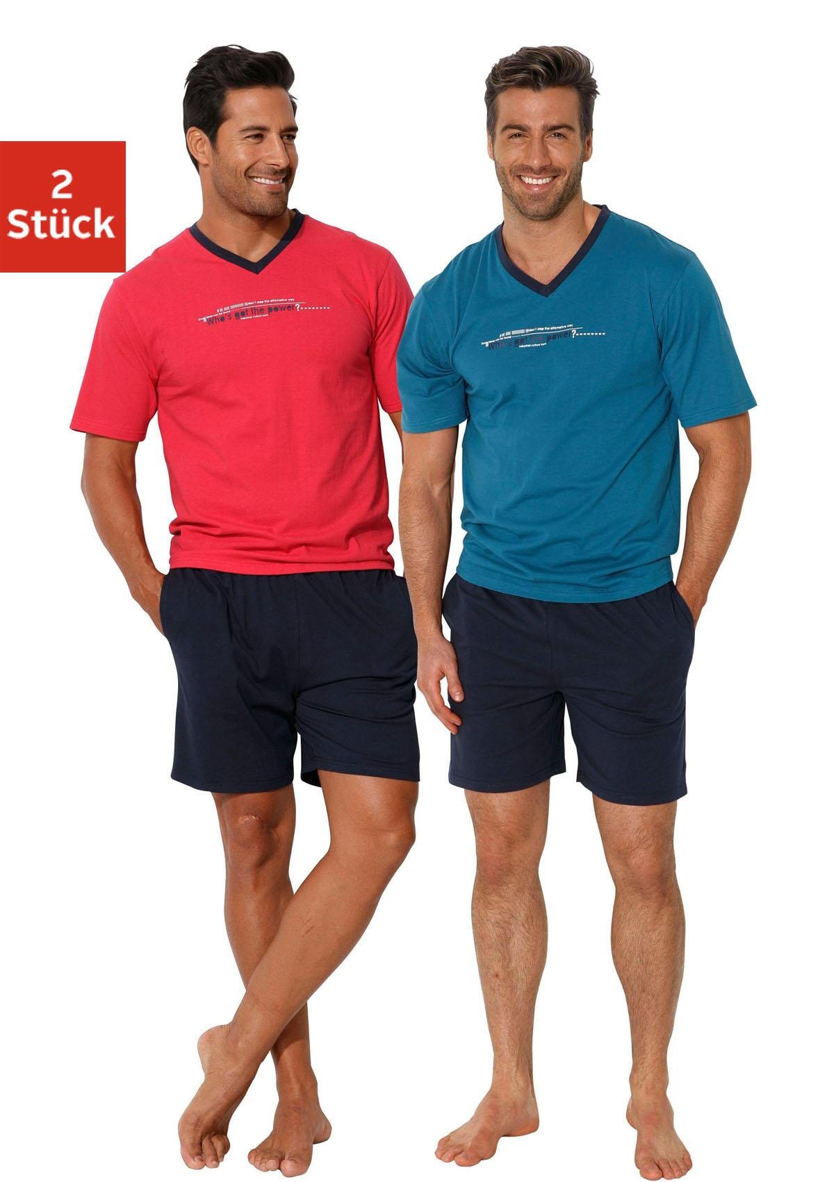 Image of AUTHENTIC LE JOGGER Pyjama Packung, 2 Stück, 4 tlg. Schlafanzug mit Frontprint