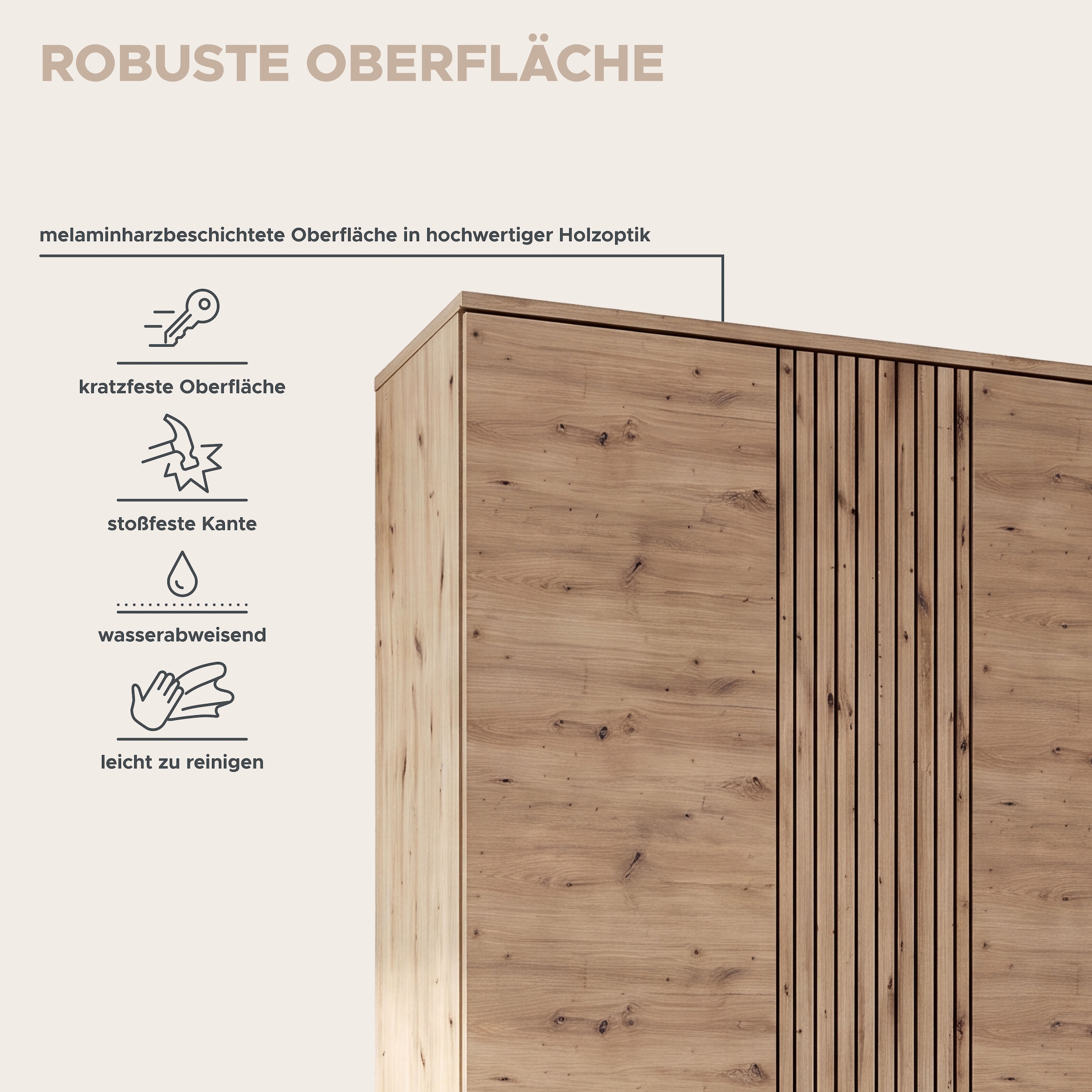GOODproduct Armoire vestiaire »FJELL, Breite 104cm, 3 Türen, 8 Böden, 10 Fächer, 1 Kleiderstange« armoire, placard, armoire d'entrée, armoire de couloir, armoire polyvalente
