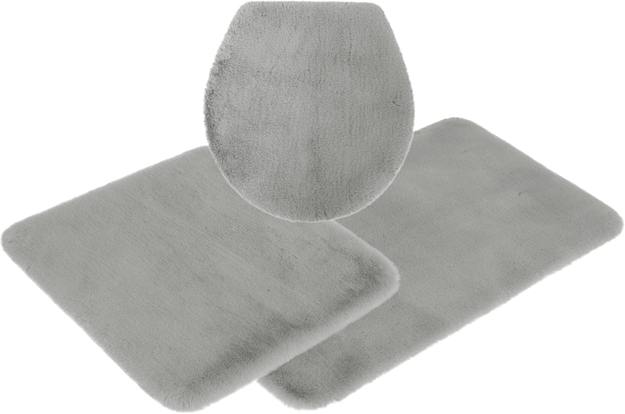 my home Badematte »Rabbit Badematten, Badvorleger, Badezimmer Teppich«, rutschhemmend beschichtet, strapazierfähig-fussbodenheizungsgeeignet-schnell trocknend, Kaninchenfell-Haptik, Badteppich, rechteckig, rund & als 3-tlg. Set