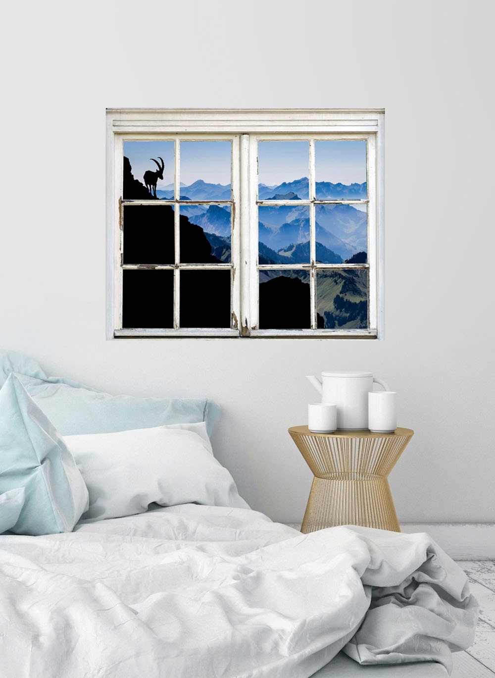 queence Wandsticker »Steinbock« Wandsticker, Wandbild, selbstklebend, 3D, Fenster