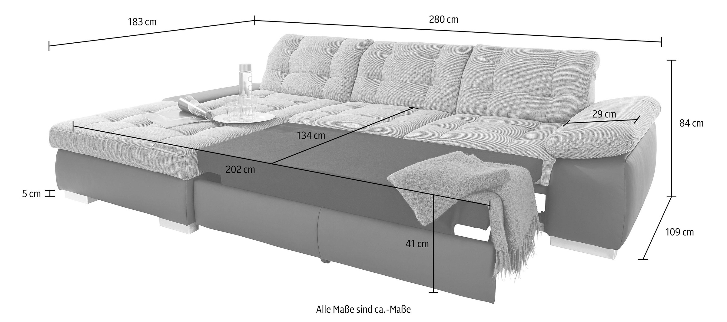 sit&more Ecksofa »Ontario L-Form«, XXL, wahlweise mit Bettfunktion