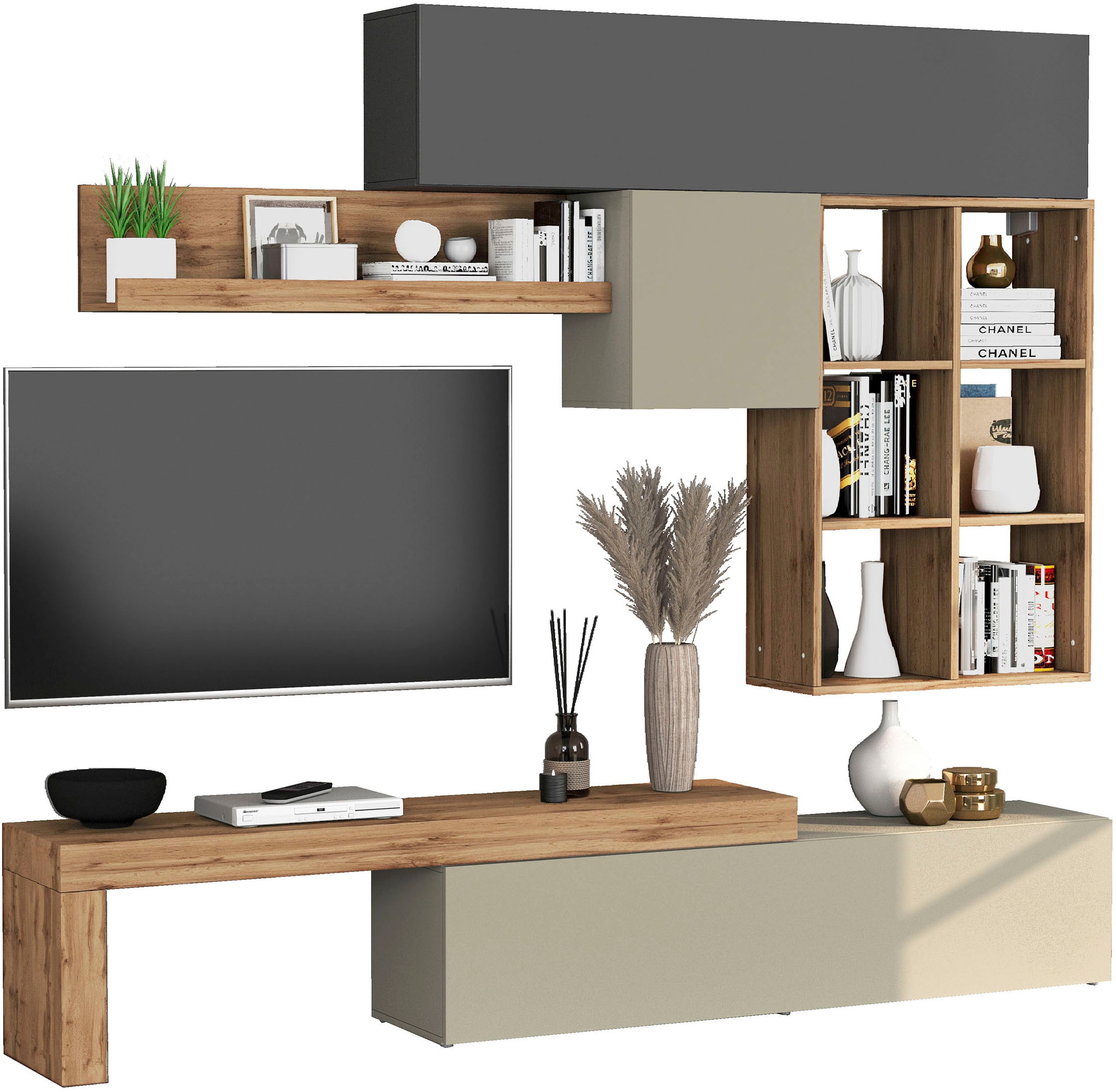 GOODproduct Wohnwand »Chronos Wohnwand, Medienwand, 5-er set« 5 Stk. tlg.