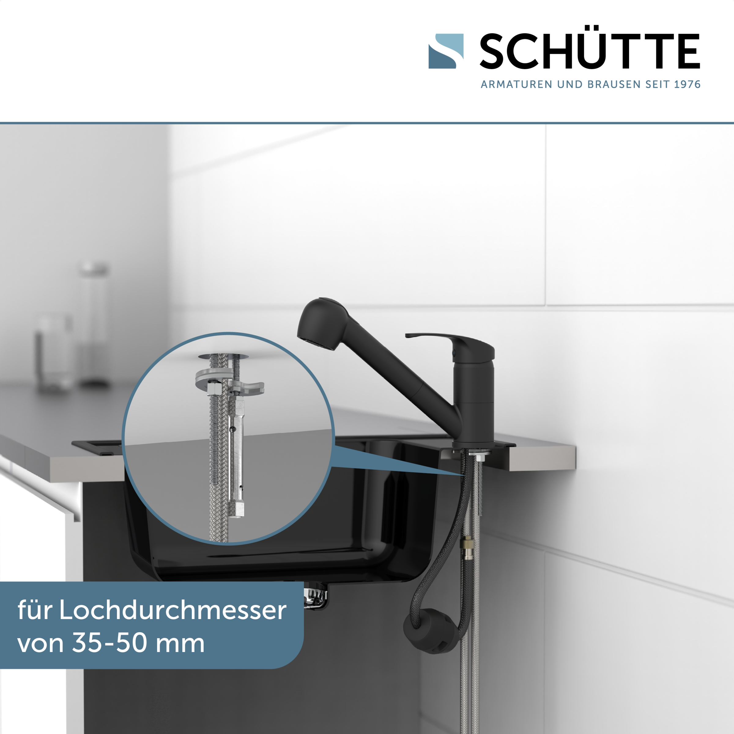 Schütte Robinet d'évier »DIZIANI« douchette extractible, pivotante à 90°, montage facile, durable