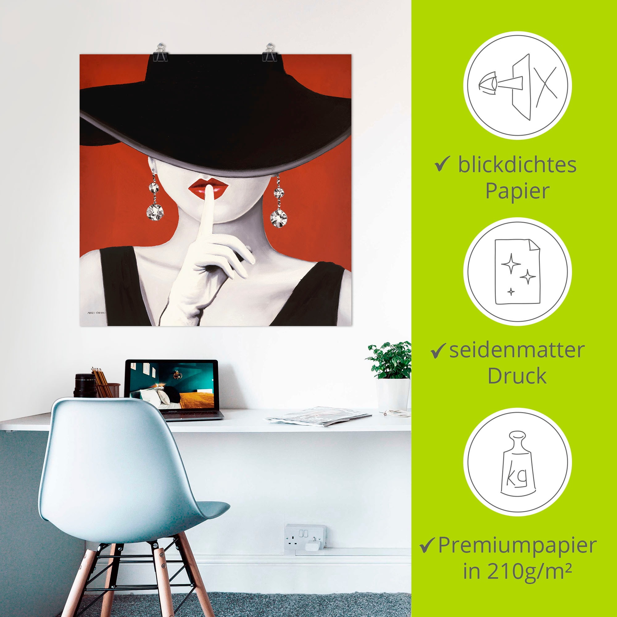 Artland Wandbild »Hut ab I« Frau 1 Stk. tlg. als Leinwandbild, Poster, Wandaufkleber in verschied. Grössen