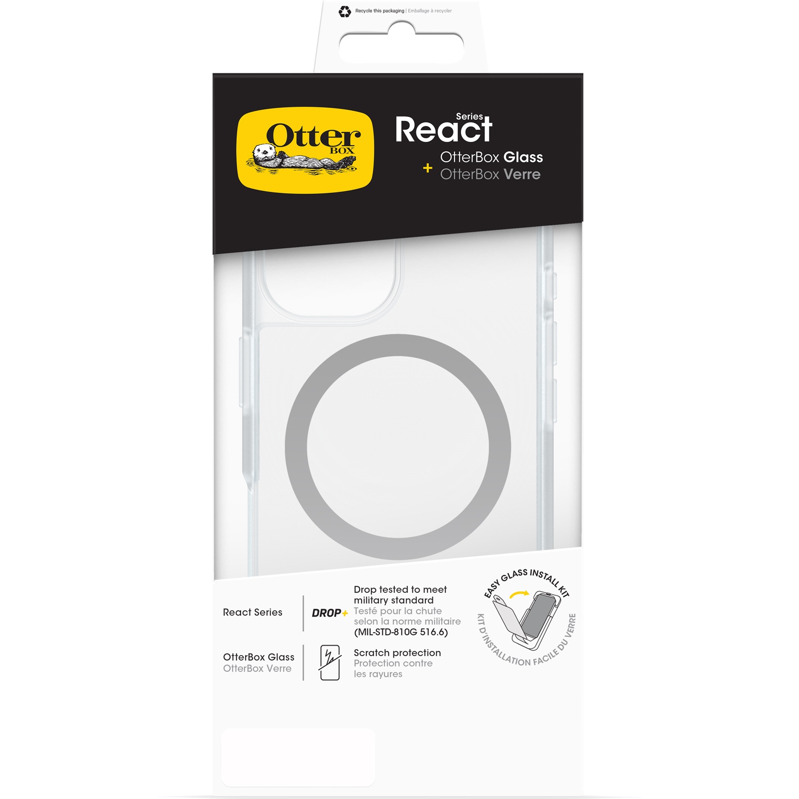 Otterbox Handyhülle »React + Glass für Apple iPhone 16«, Backcover, Schutzhülle, Displayschutzglas, stossfest